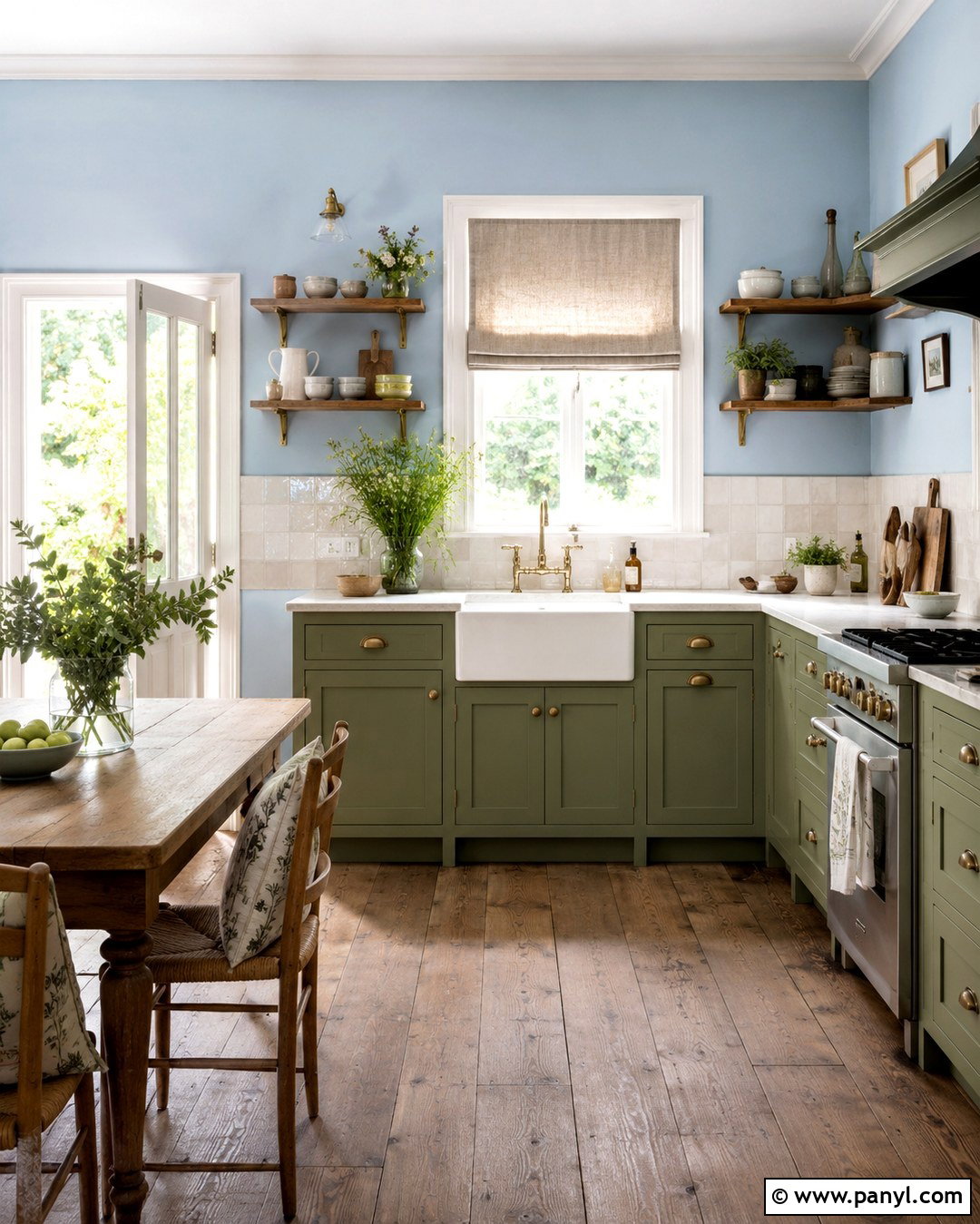 Pale Blue Kitchen Walls With Green Cabinets - 20 Country Blue Kitchen Walls