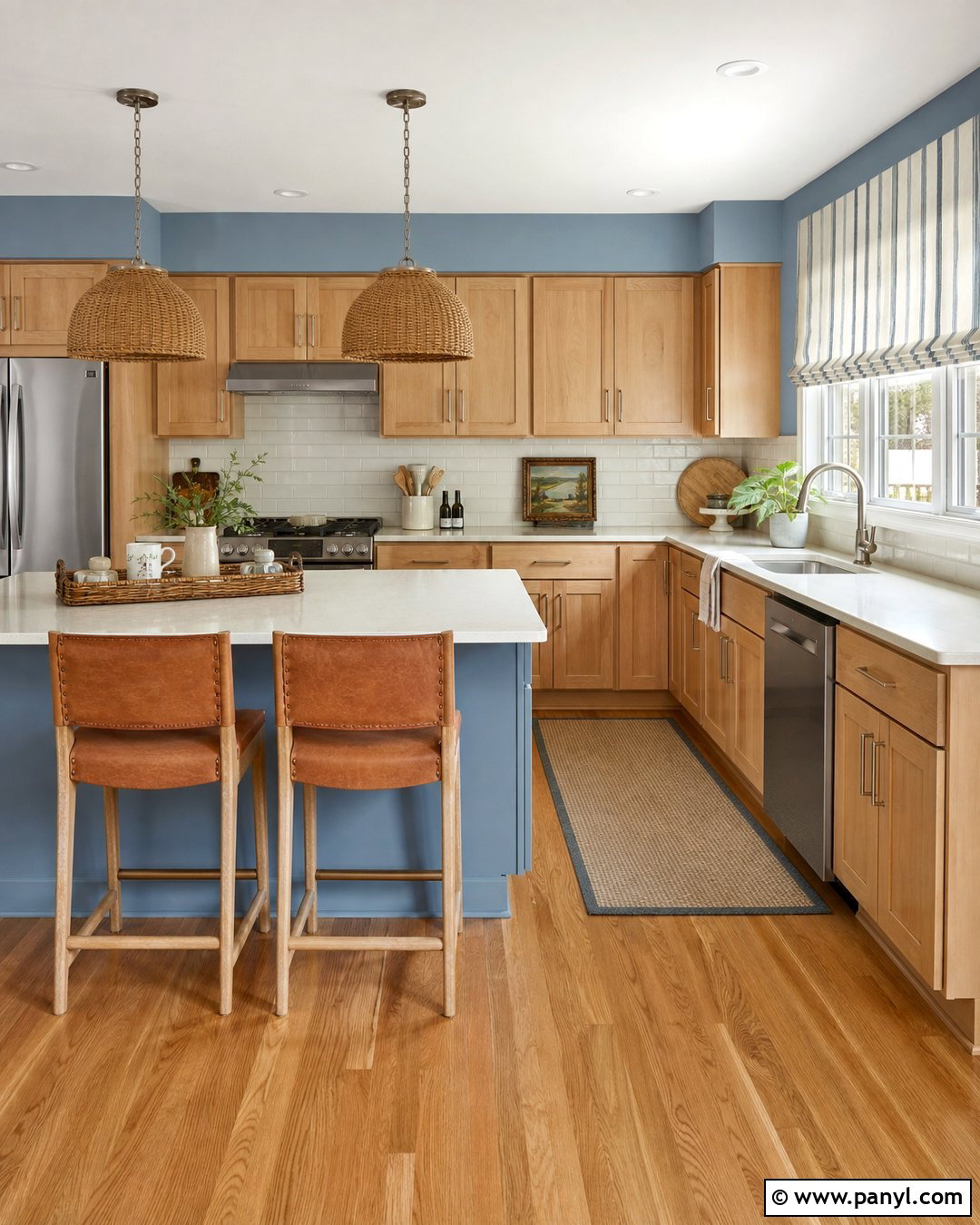 Pale Blue Kitchen With Wood Cabinets - 25 Kitchen Colors With Wood Cabinets