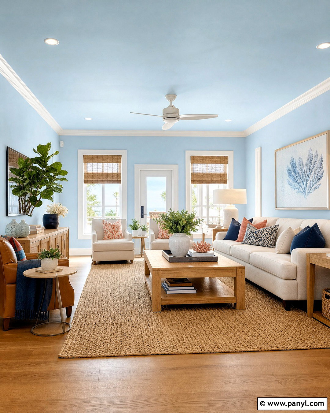 Pale Blue Living Room And Ceiling - 20 home wall painting ideas living rooms
