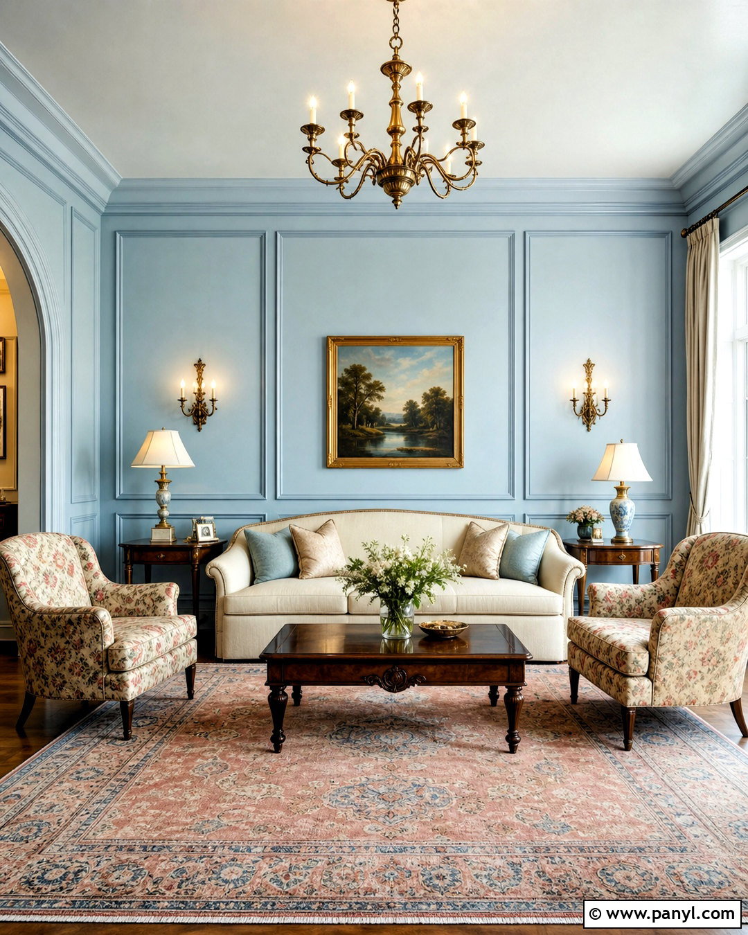 Pale Blue Living Room Walls With Wall Paneling - 20 blue living room walls