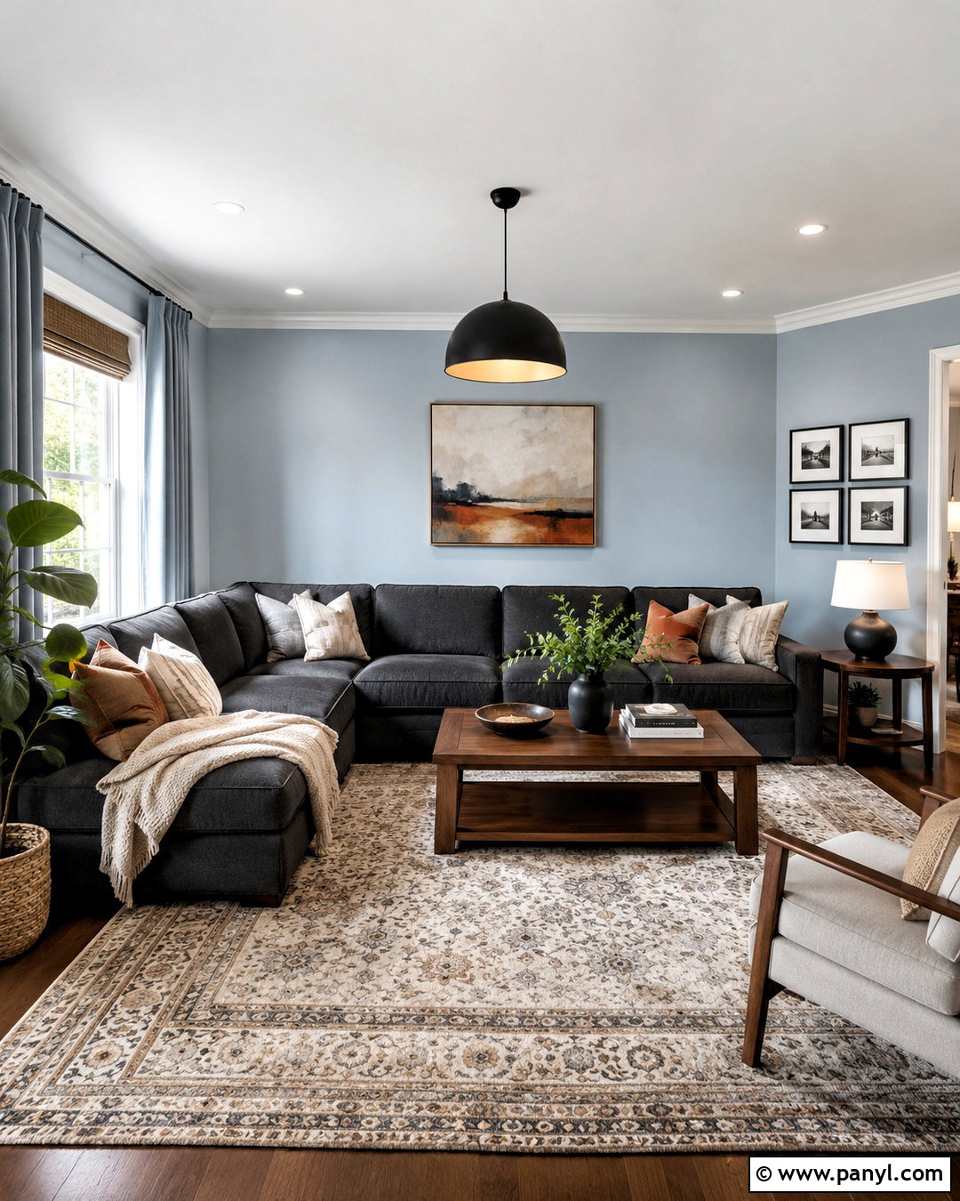 Pale Blue Living Room With Gray Sectional - 20 pale blue living room ideas
