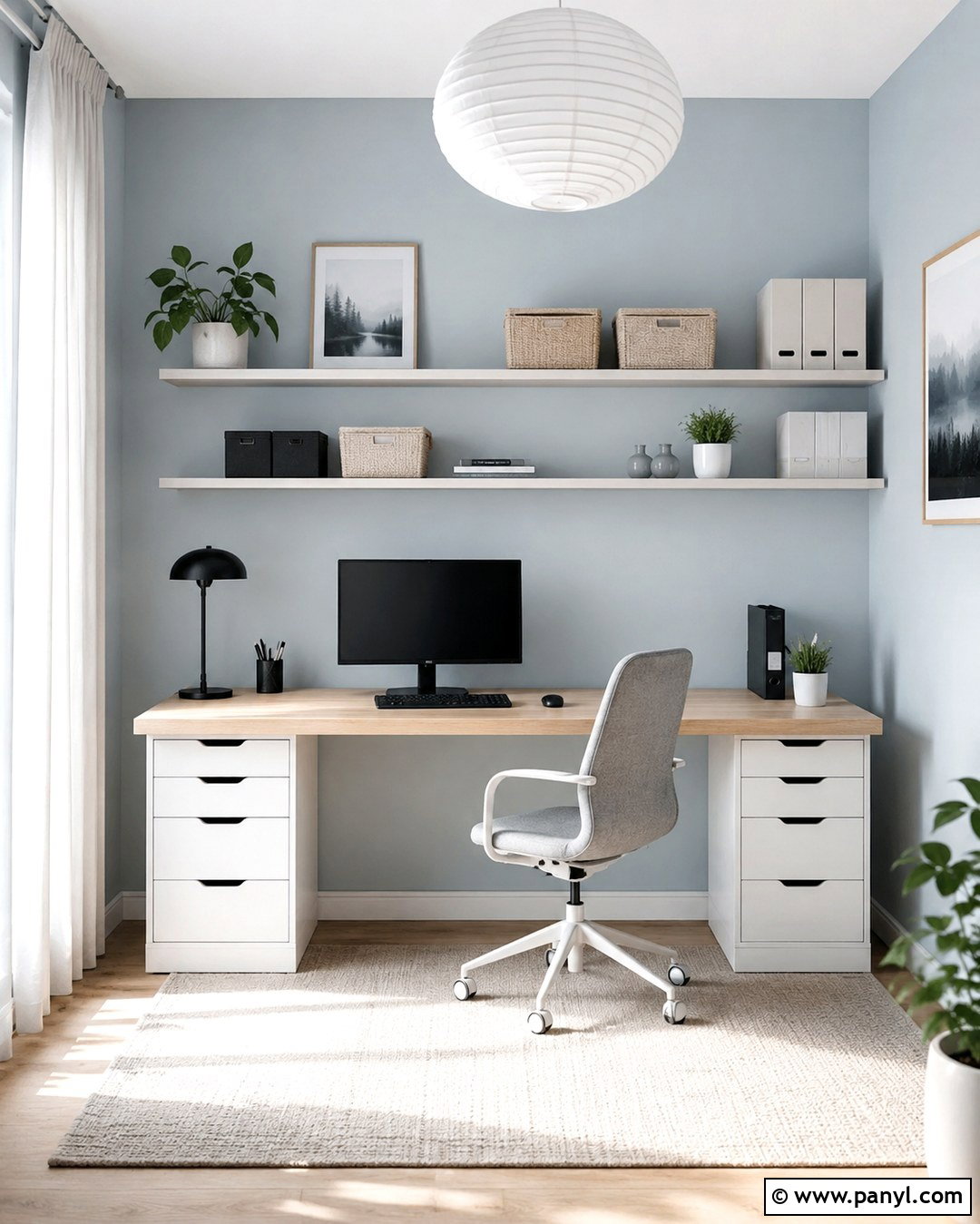 Pale Blue Office Walls With Scandinavian Decor - 20 Blue Paint For Office Walls