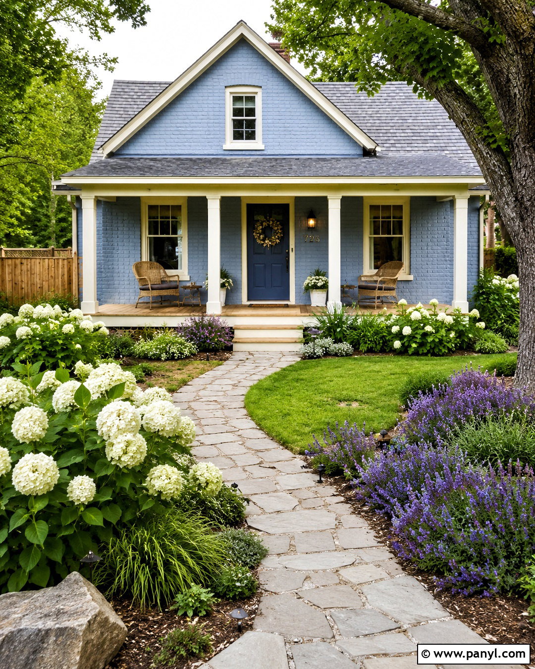 Pale Blue Painted Brick Cottage - 20 painted brick homes