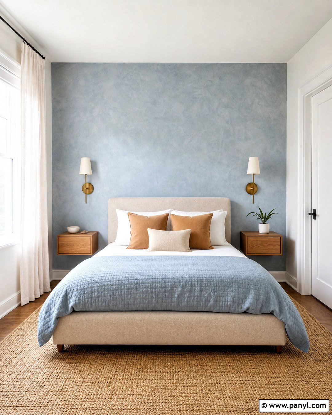Pale Blue Small Bedroom Lime Wash Accent Wall - 20 lime wash accent wall ideas