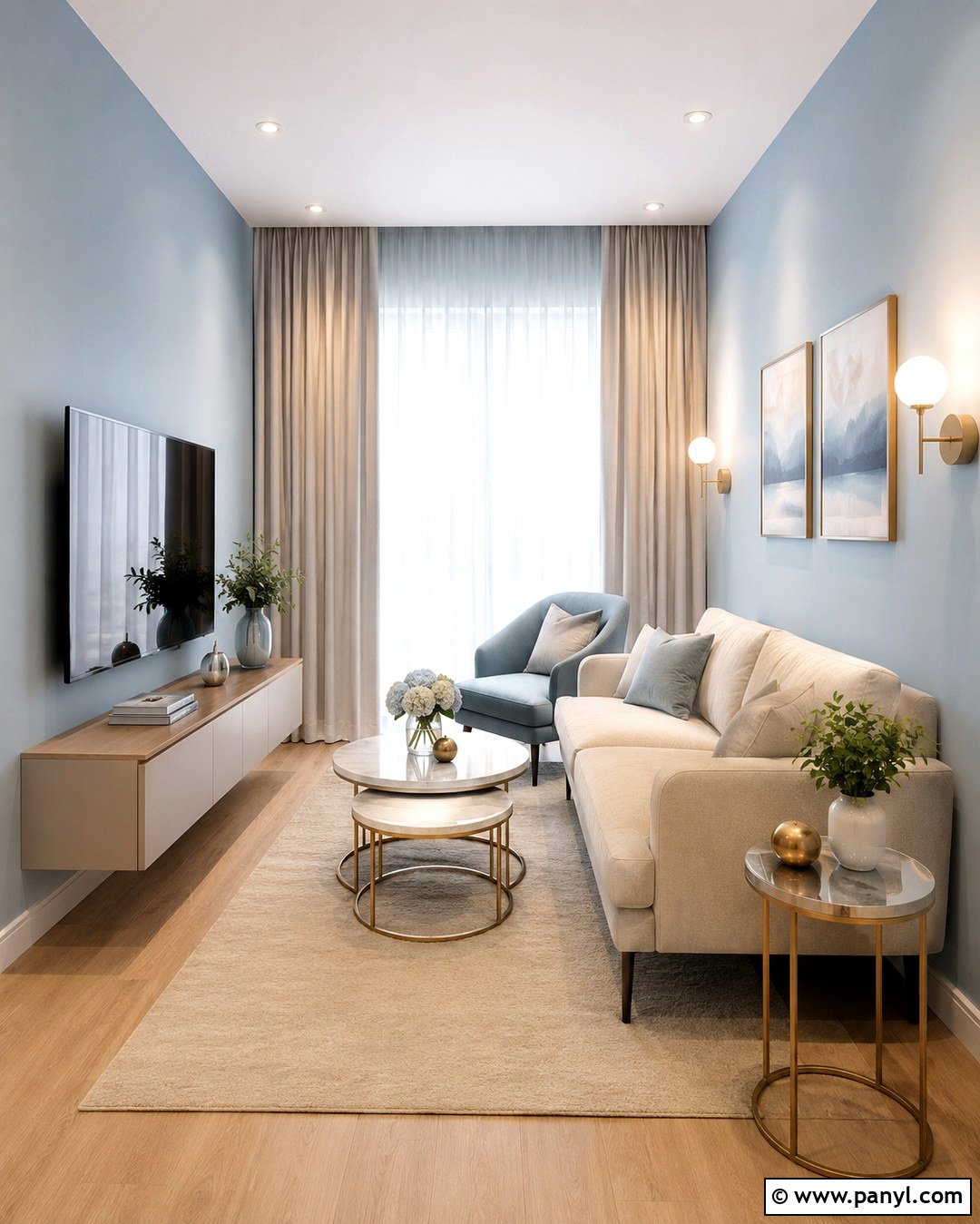Pale Blue Small Lounge Room - 20 Blue Wall Lounge Room Ideas