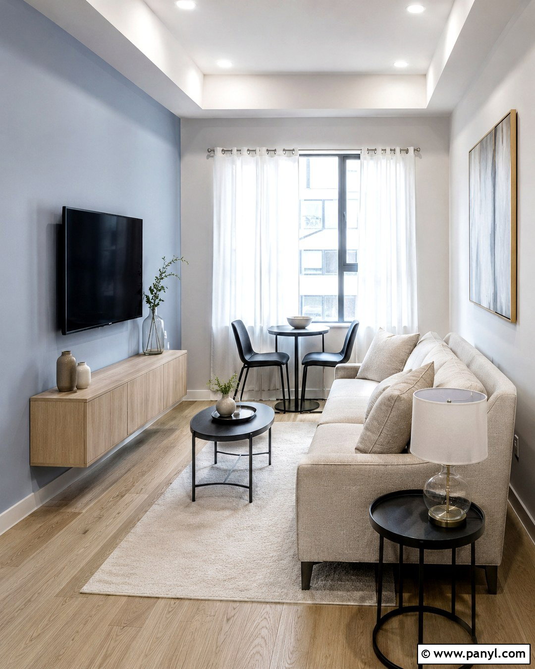 Pale Blue Small TV Wall - 20 Paint Around Tv On Wall Ideas