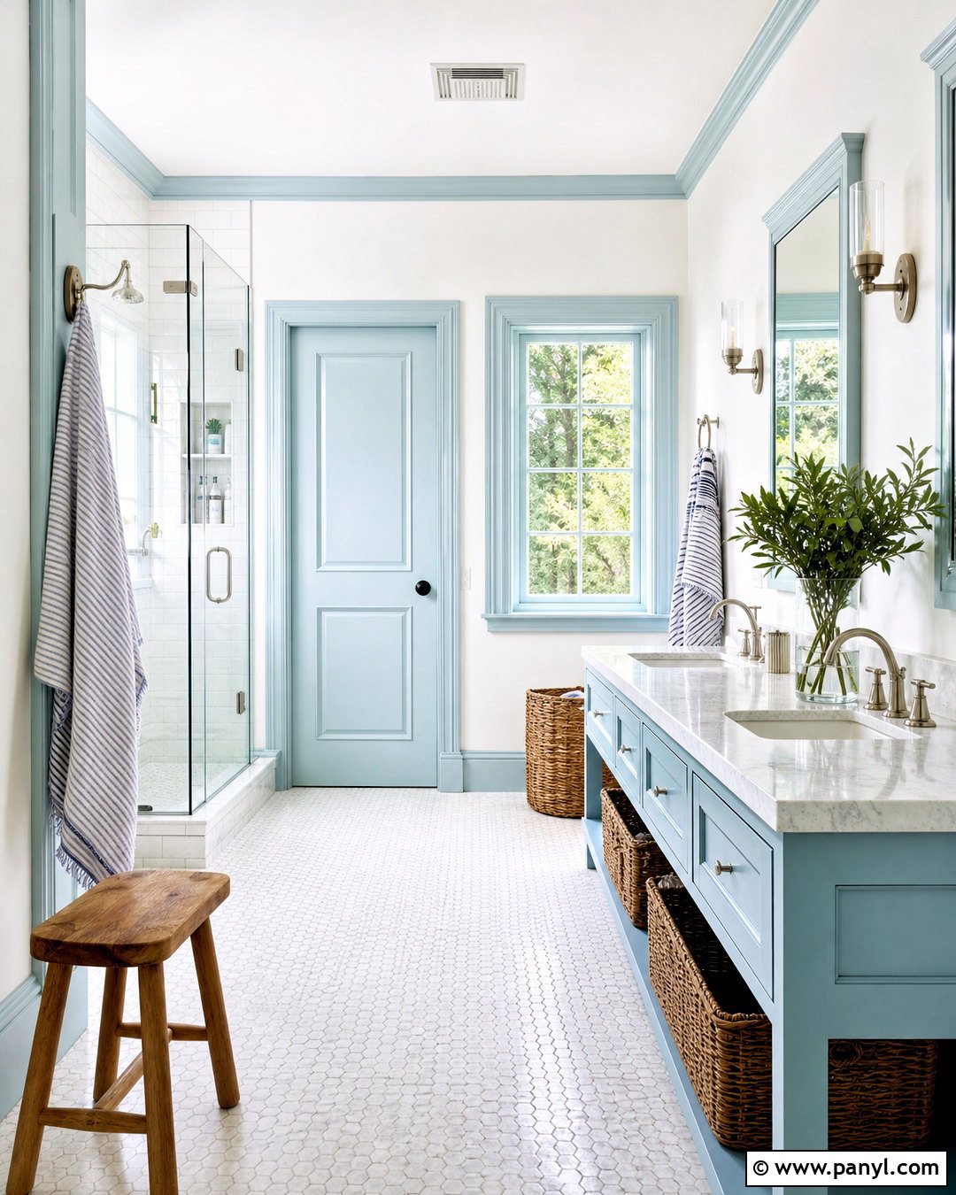 Pale Blue Trim With White Walls - 20 white walls with different color trim ideas