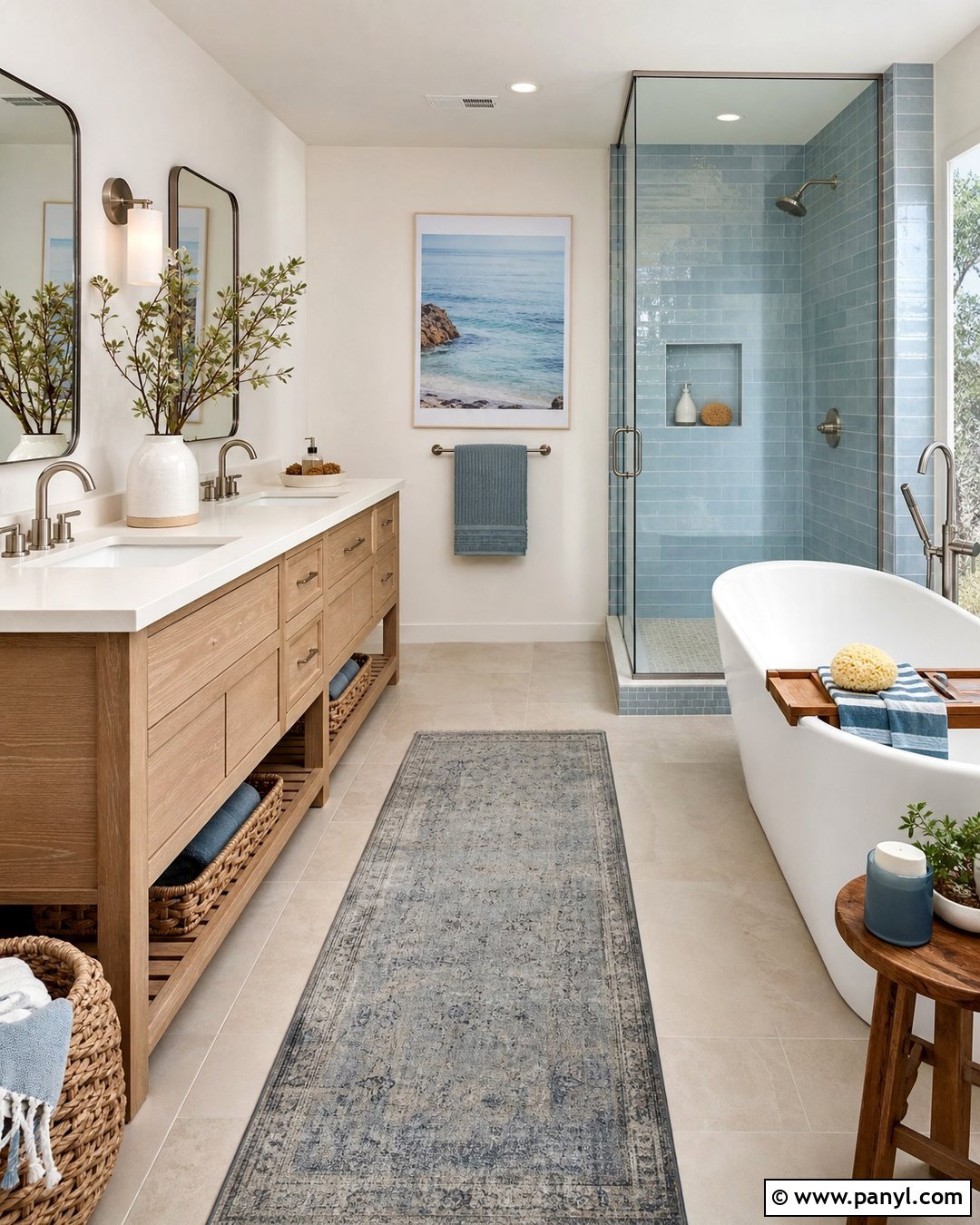 Pale Blue Wall Tiles With Sand Floor Tiles - 25 Wall And Floor Tiles Color Combination Ideas