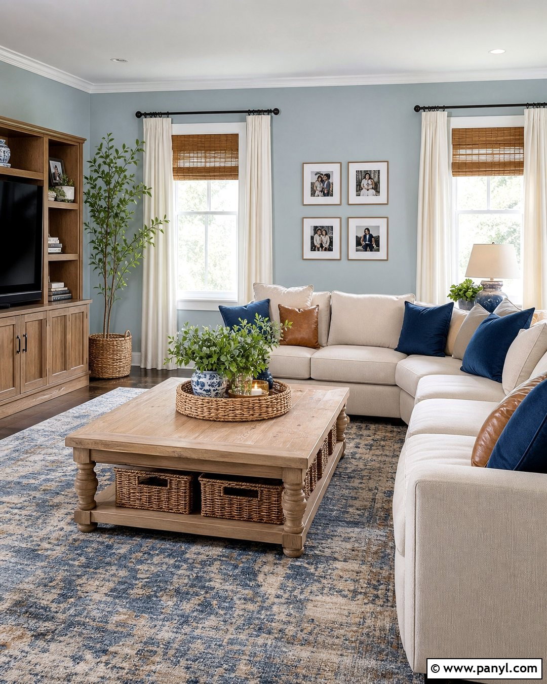 Pale Blue Walls With Beige Sectional - 35 pale blue walls