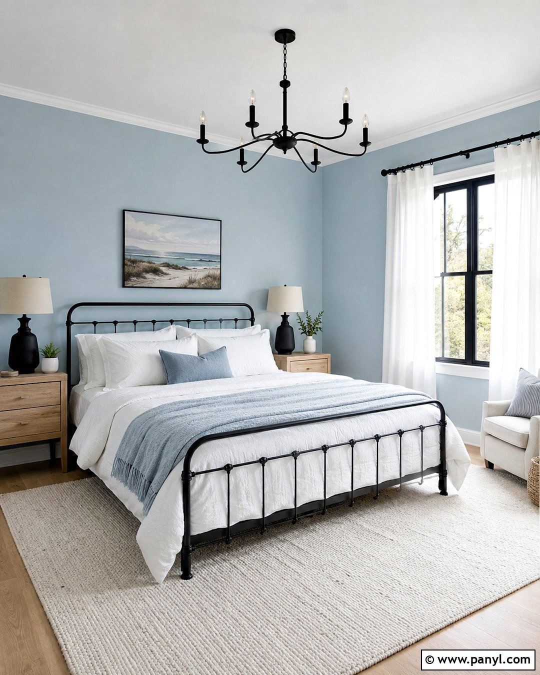 Pale Blue Walls With Black Details - 20 Wall Colors That Go With Black Ideas