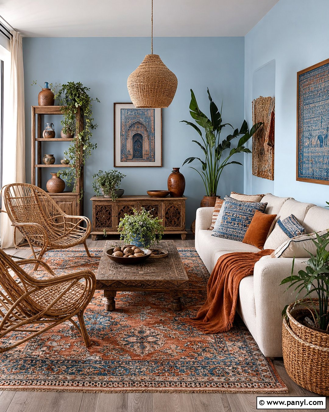 Pale Blue Walls With Boho Decor - 35 pale blue walls