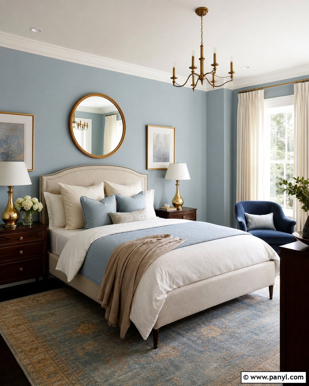 Pale Blue Walls With Brass Details - 35 pale blue walls