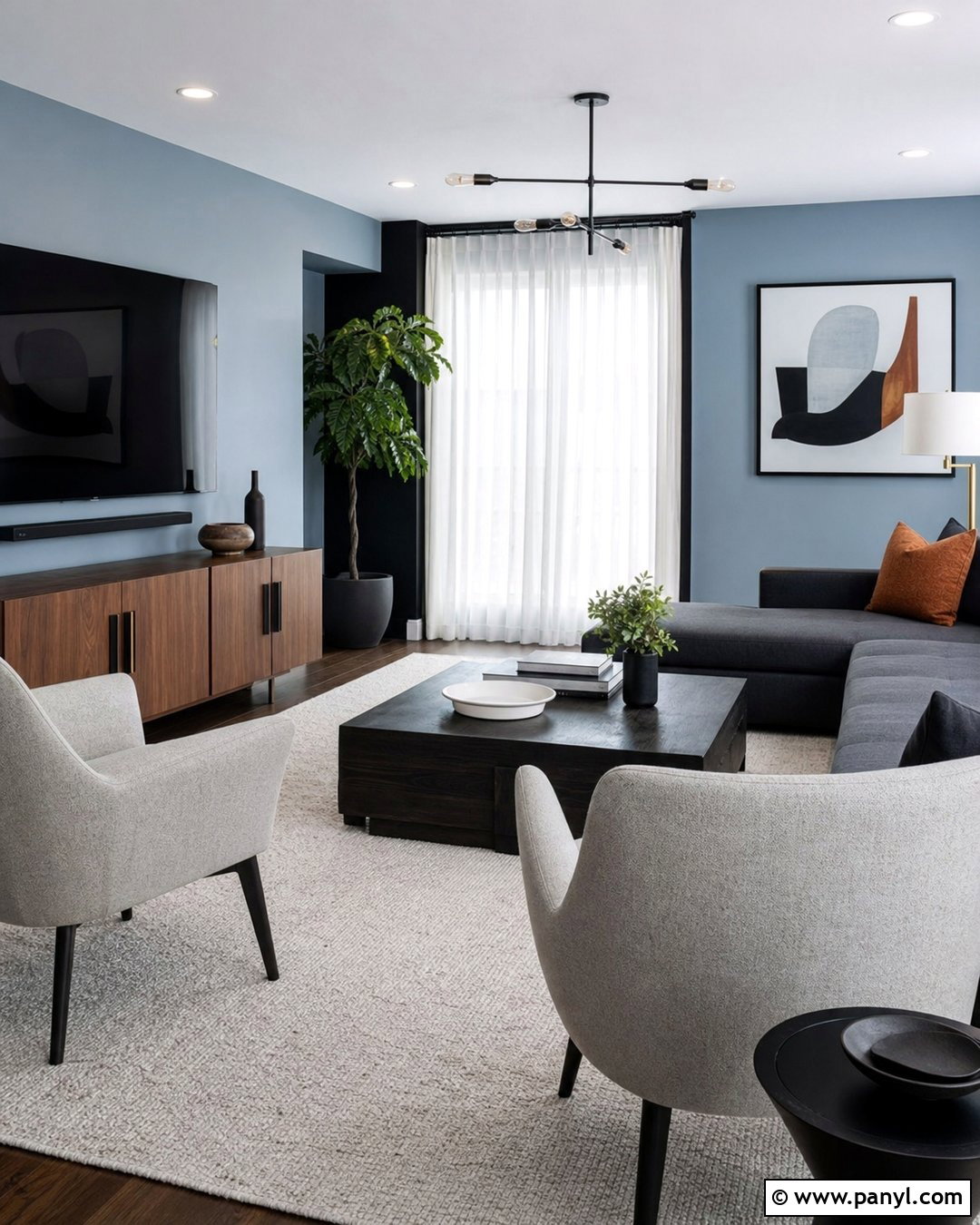 Pale Blue Walls With Charcoal Decor - 35 pale blue walls