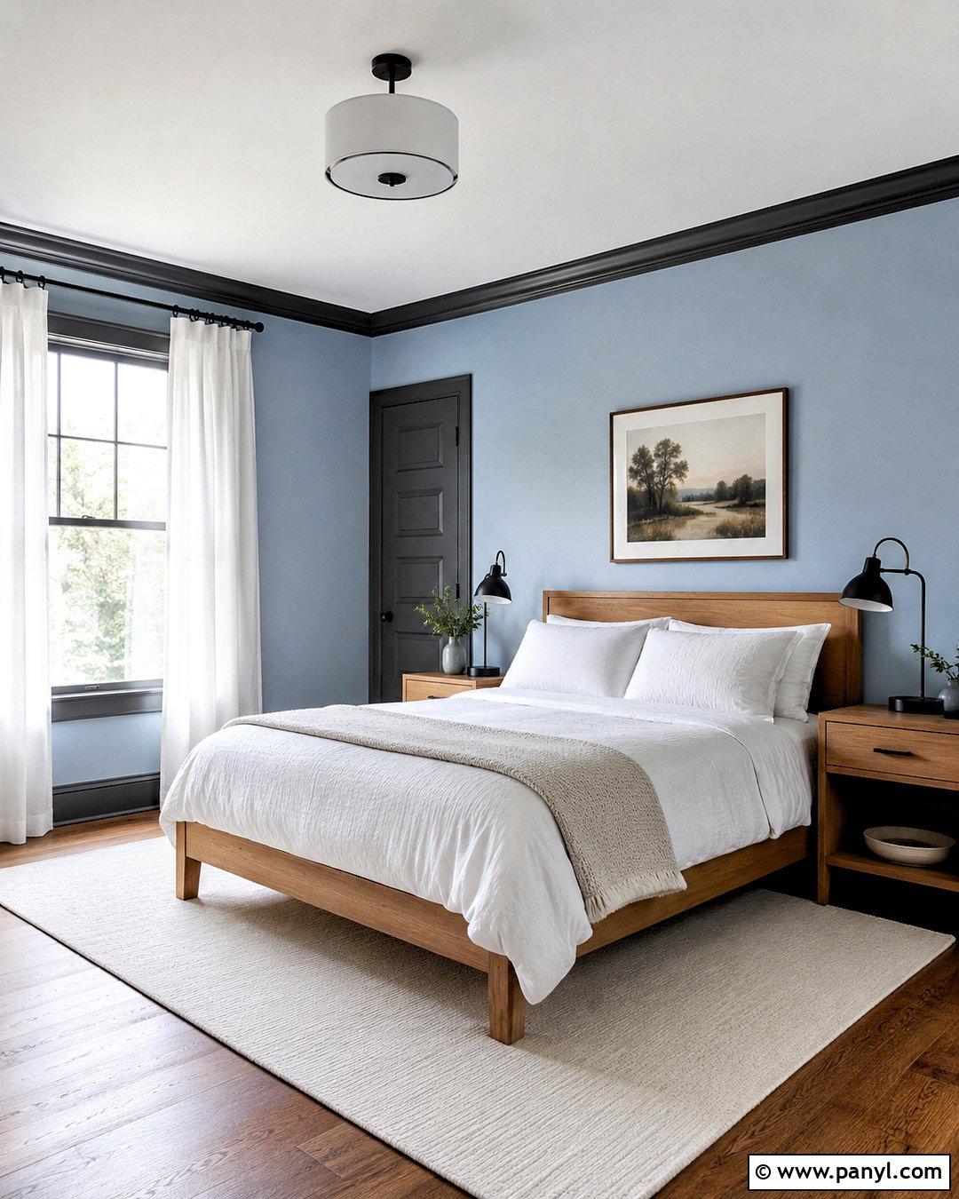 Pale Blue Walls With Charcoal Trim - 40 Light Walls With Dark Trim Ideas