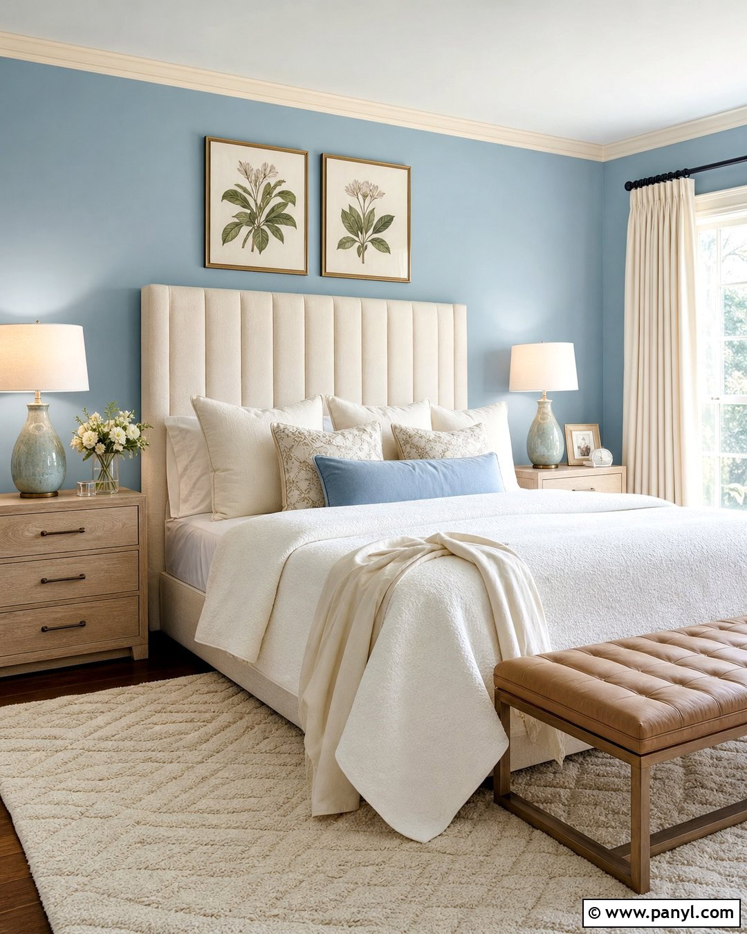 Pale Blue Walls With Cream Decor - 35 pale blue walls