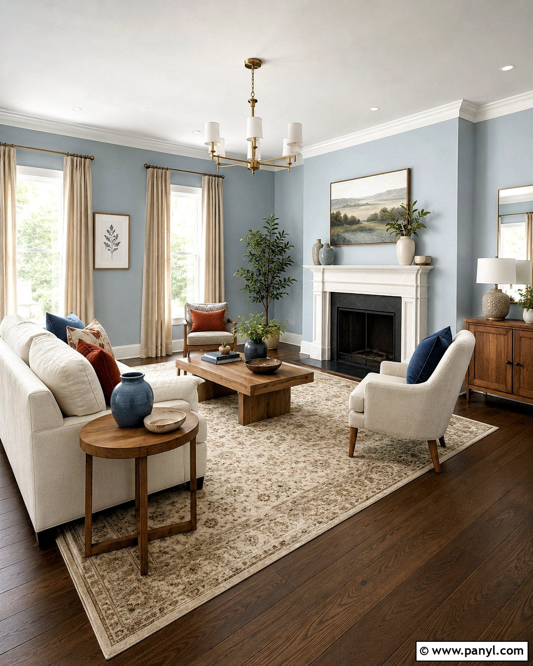 Pale Blue Walls With Dark Brown Floors - 20 Wood Floor Wall Color Ideas
