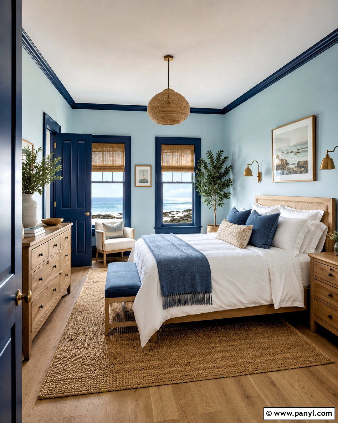 Pale Blue Walls With Deep Blue Trim - 40 light walls darker trim ideas