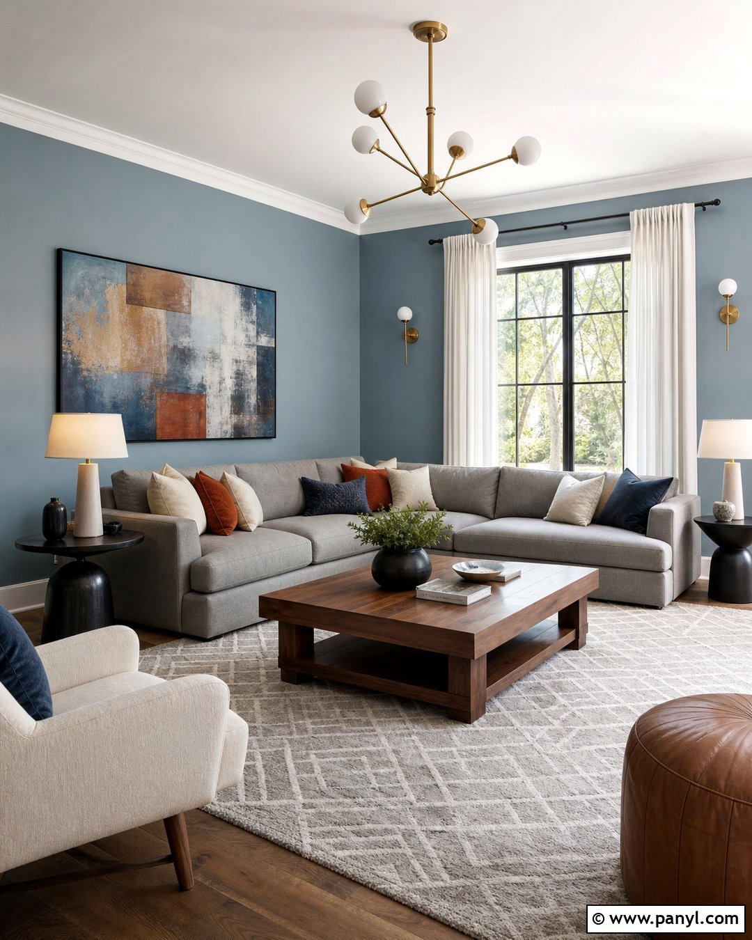 Pale Blue Walls With Gray Sofa - 35 pale blue walls