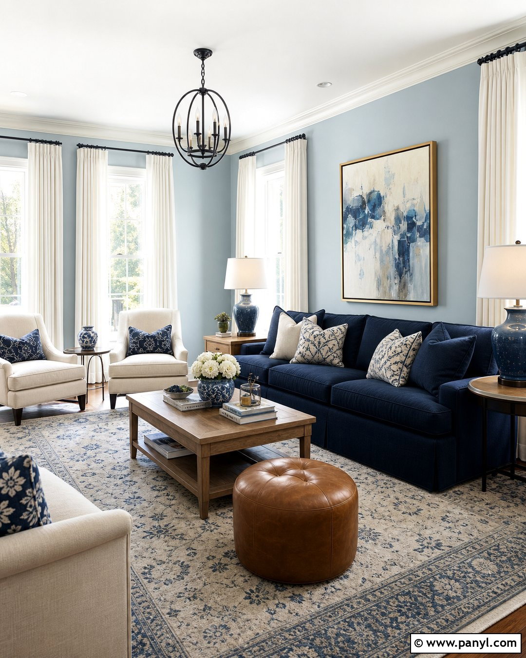Pale Blue Walls With Navy Accents - 35 pale blue walls