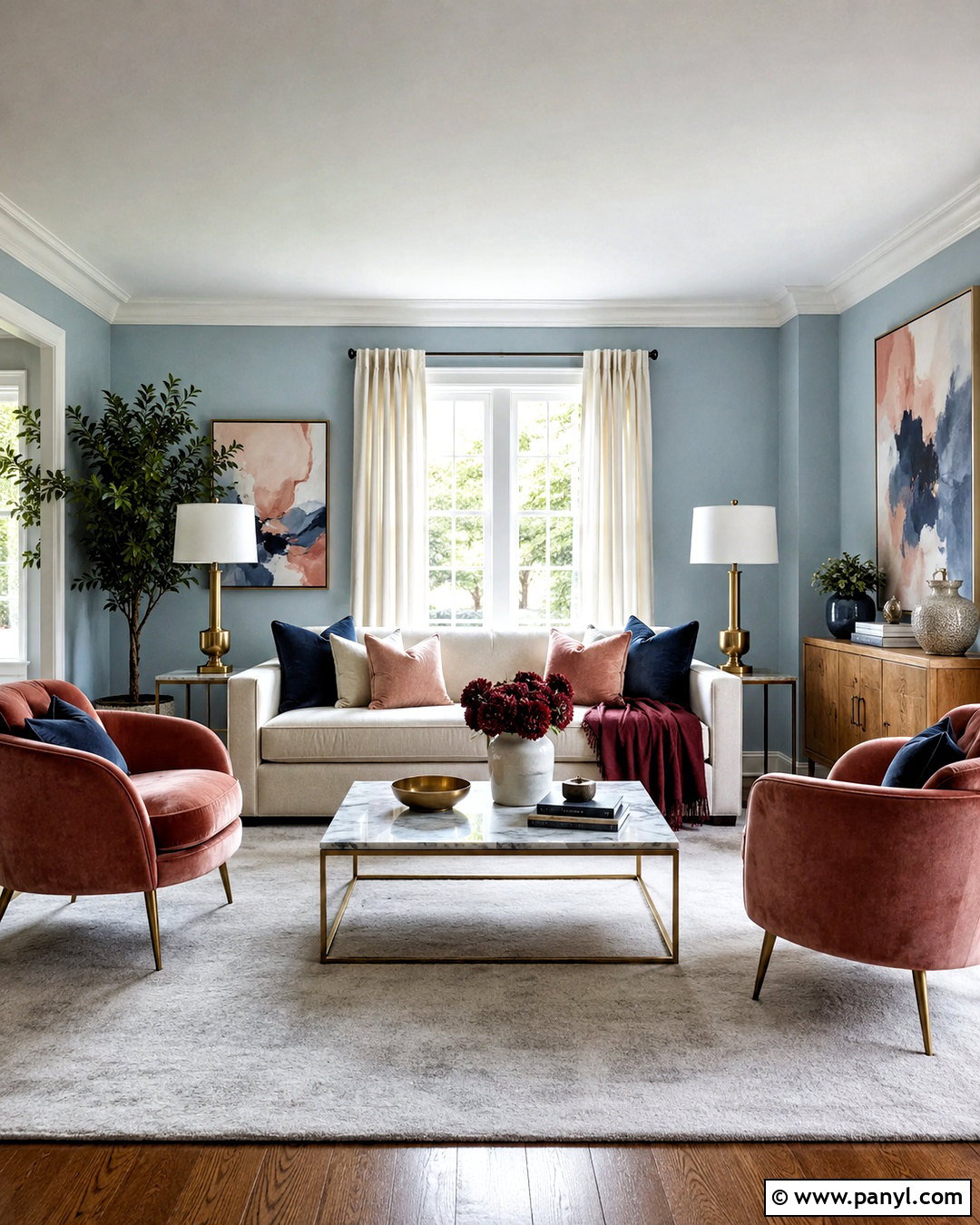 Pale Blue Walls With Pink Accents - 20 blue walls living room ideas