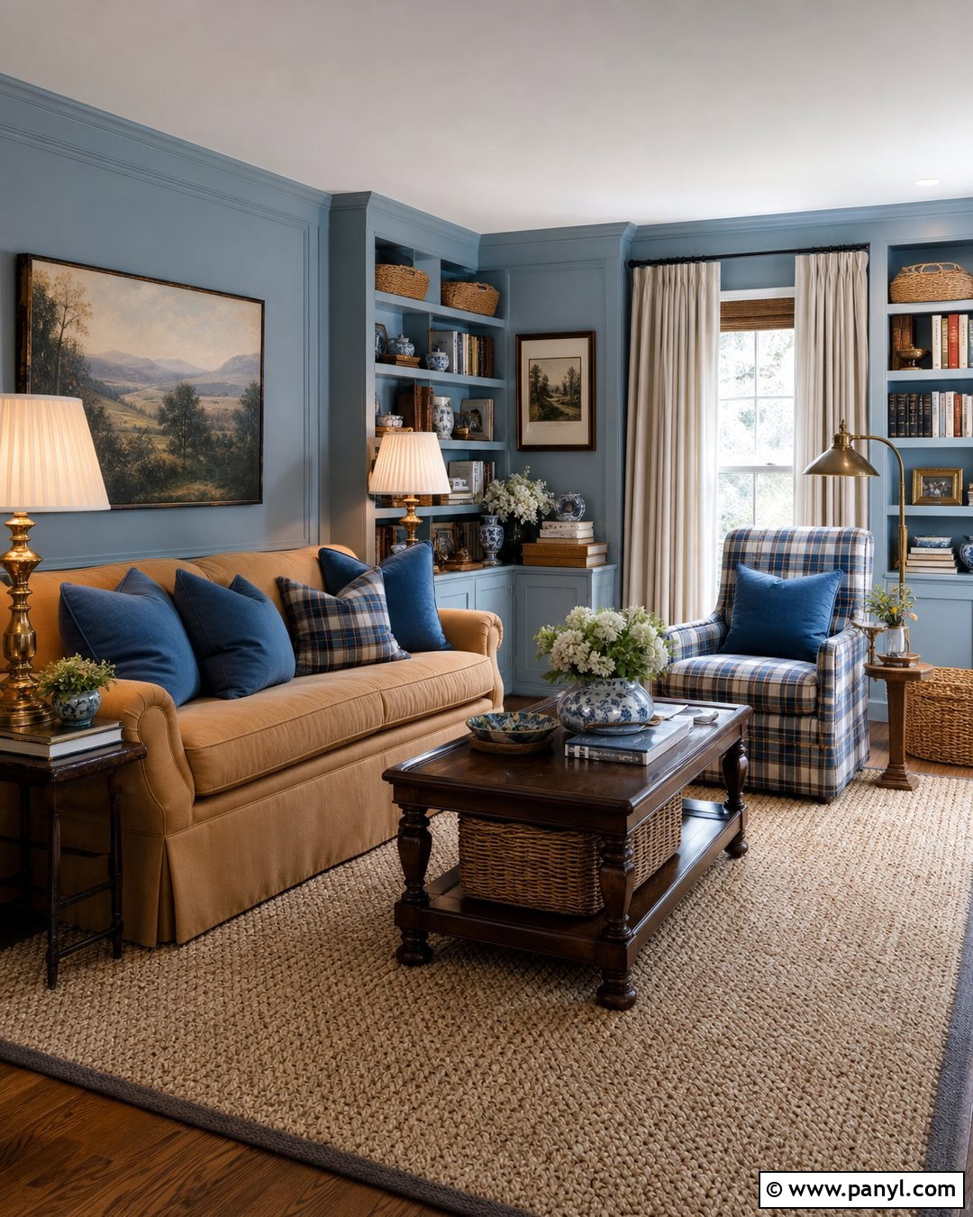 Pale Blue Walls With Plaid Textiles - 35 pale blue walls