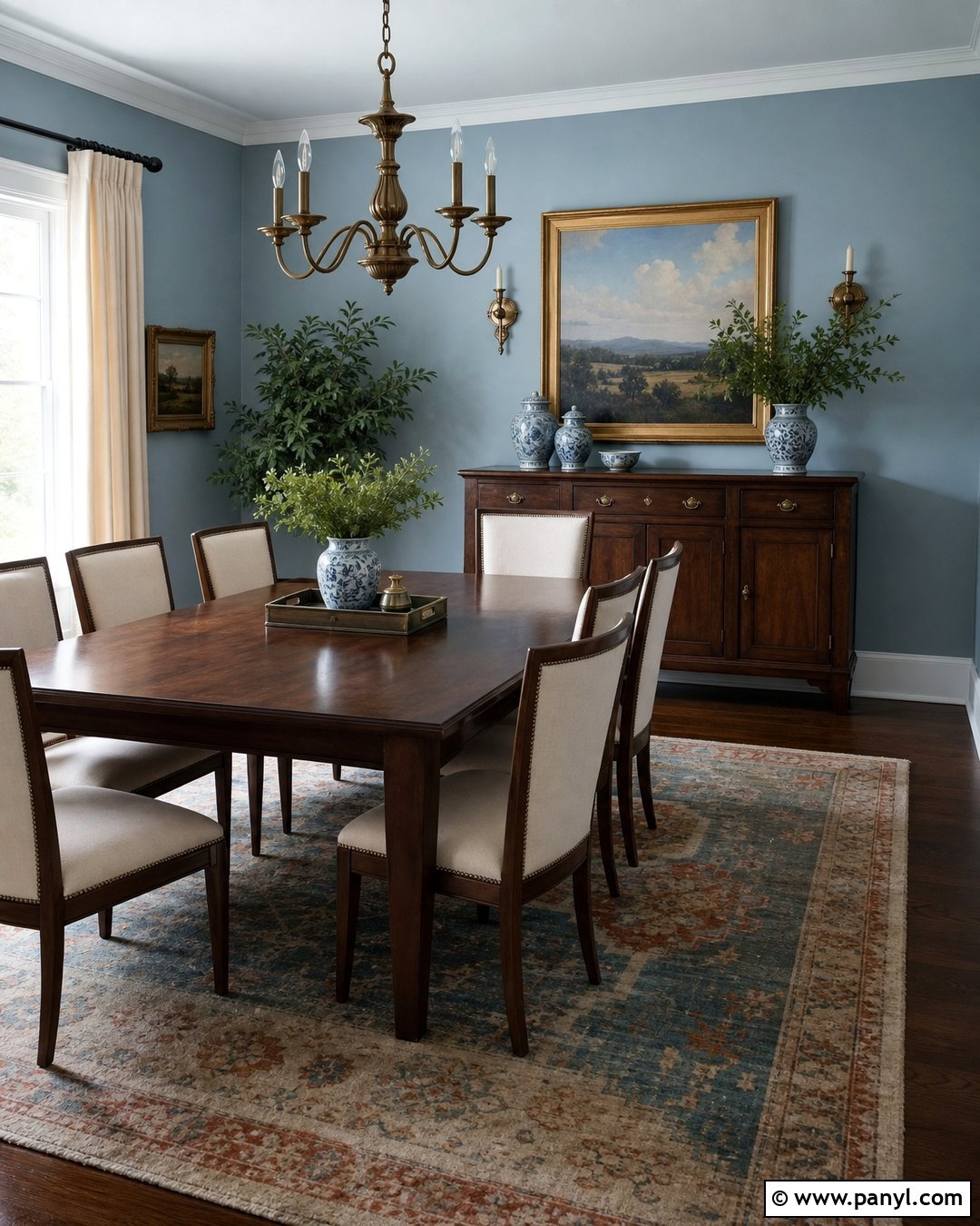 Pale Blue Walls With Walnut Furniture - 35 pale blue walls