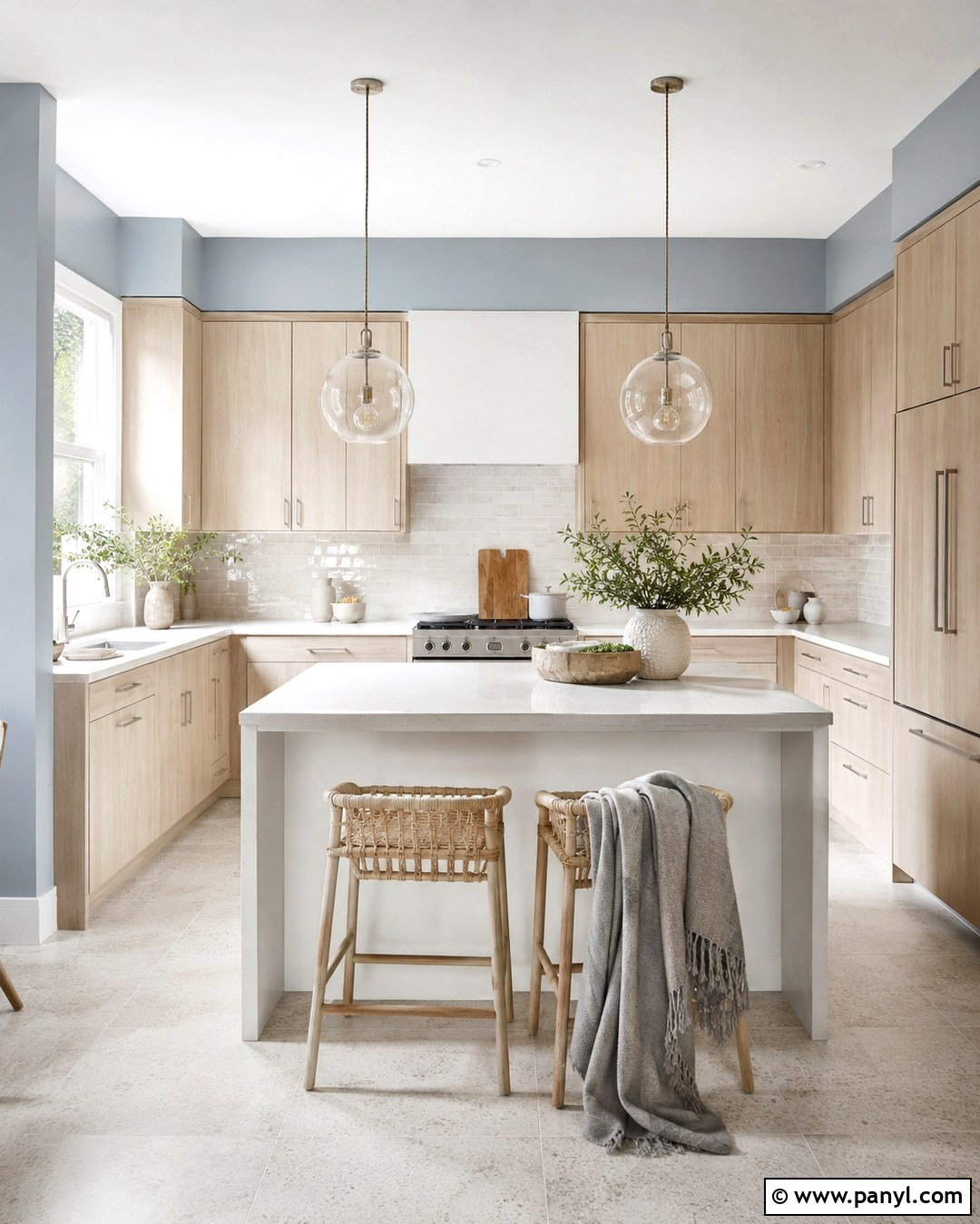 Pale Blue Walls With White Oak Cabinets - 20 Blue Walls Oak Cabinets
