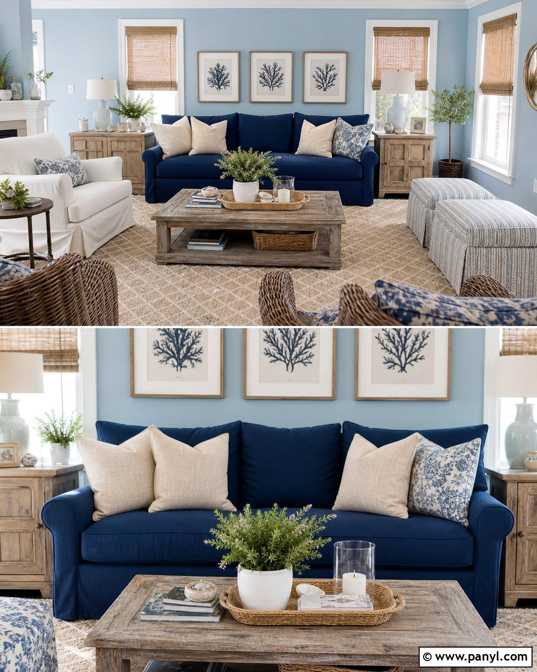 Pale Blue Walls With a Blue Couch - 20 Blue Couch Wall Color Ideas