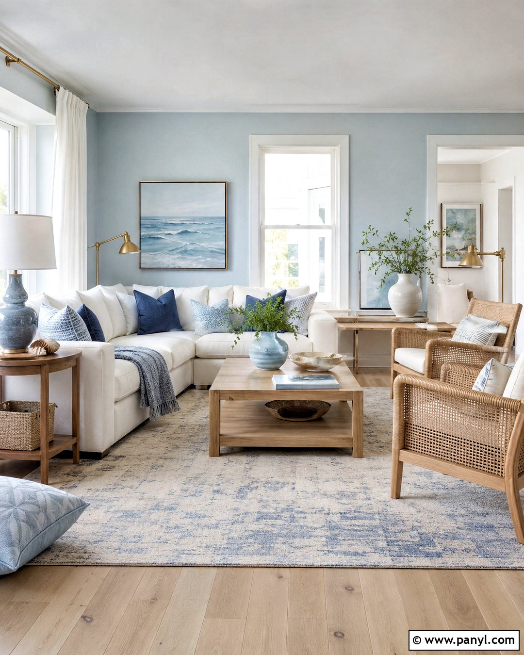 Pale Blue White And Light Oak Living Room Color Combination - 20 best color combinations for living room ideas