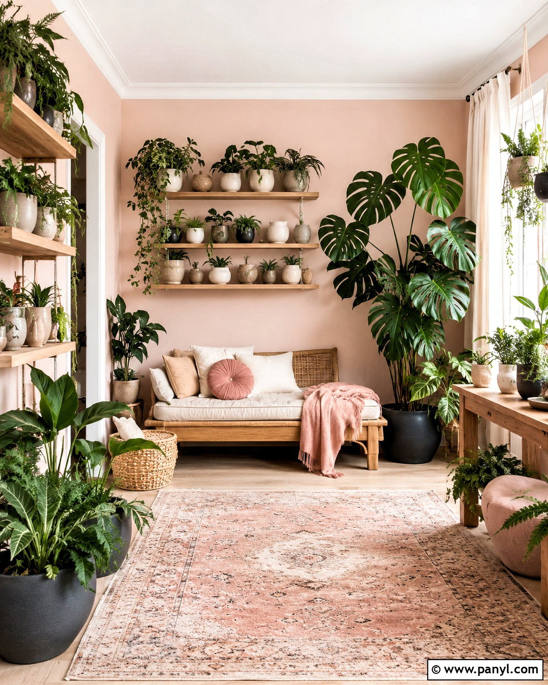 Pale Blush Pink Plant Room - 20 Wall Colors For Plant Room Ideas