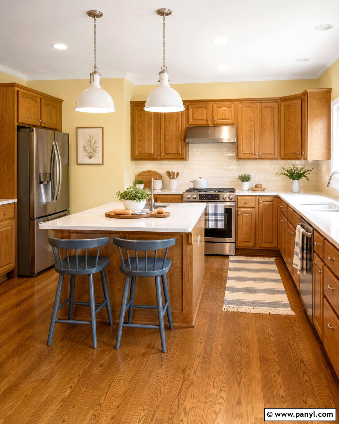 Pale Butter Yellow Kitchen Wall Color - 20 Kitchen Wall Color With Oak Cabinets