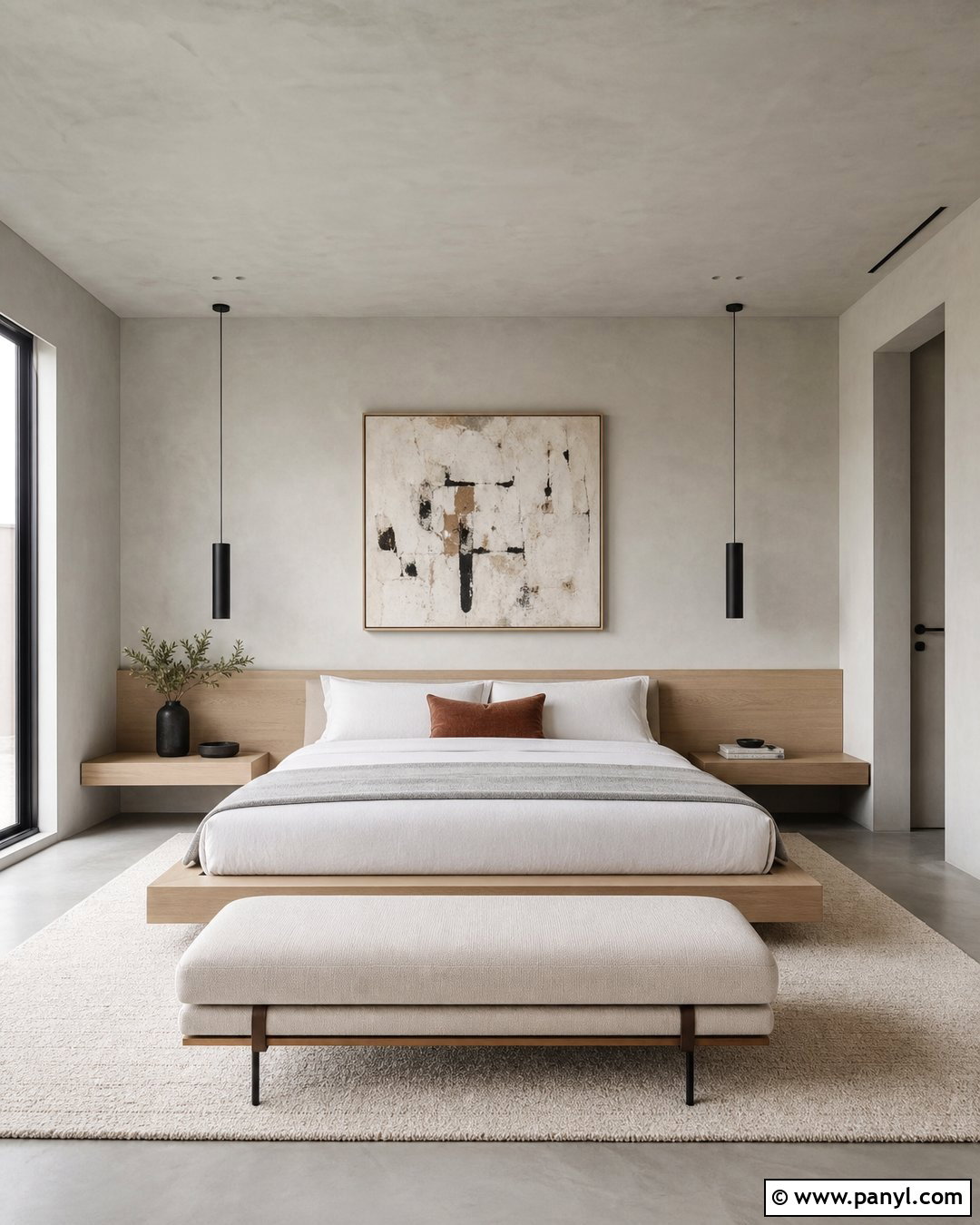 Pale Concrete Minimalist Bedroom - 20 Paint Color That Looks Like Concrete Ideas