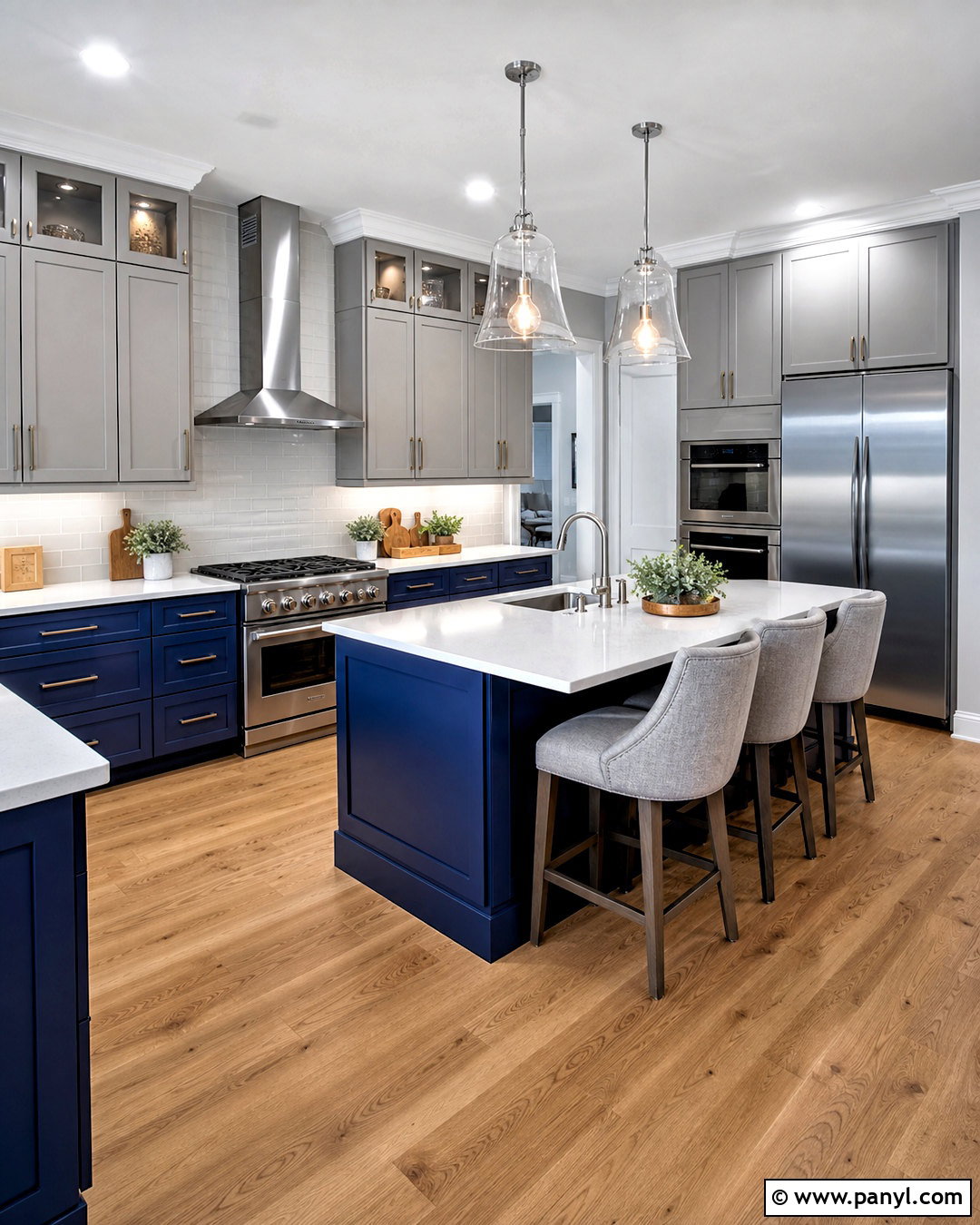 Pale Gray And Deep Blue Kitchen Cabinets - 20 kitchen cabinets colour combinations