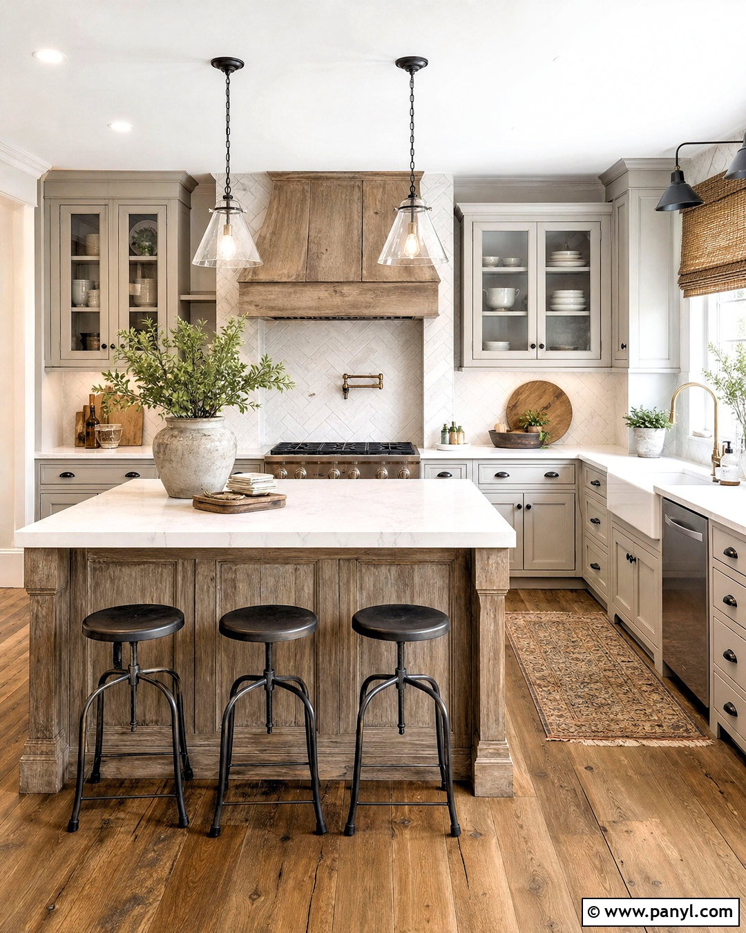 Pale Gray And Weathered Wood Farmhouse Kitchen - 20 farmhouse kitchen color scheme ideas