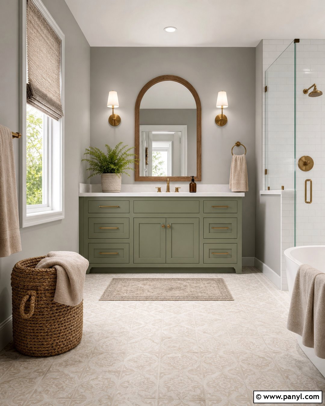 Pale Gray Bathroom Walls With Sage Vanity - 30 gray bathroom walls