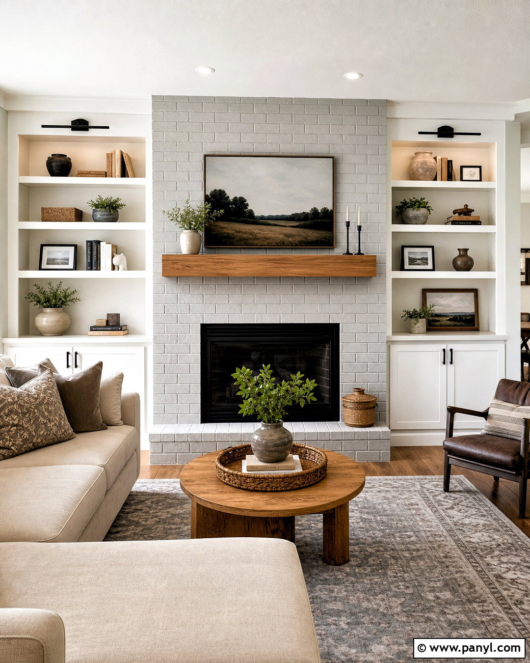 Pale Gray Fireplace With Built Ins - 20 gray fireplace brick painted ideas
