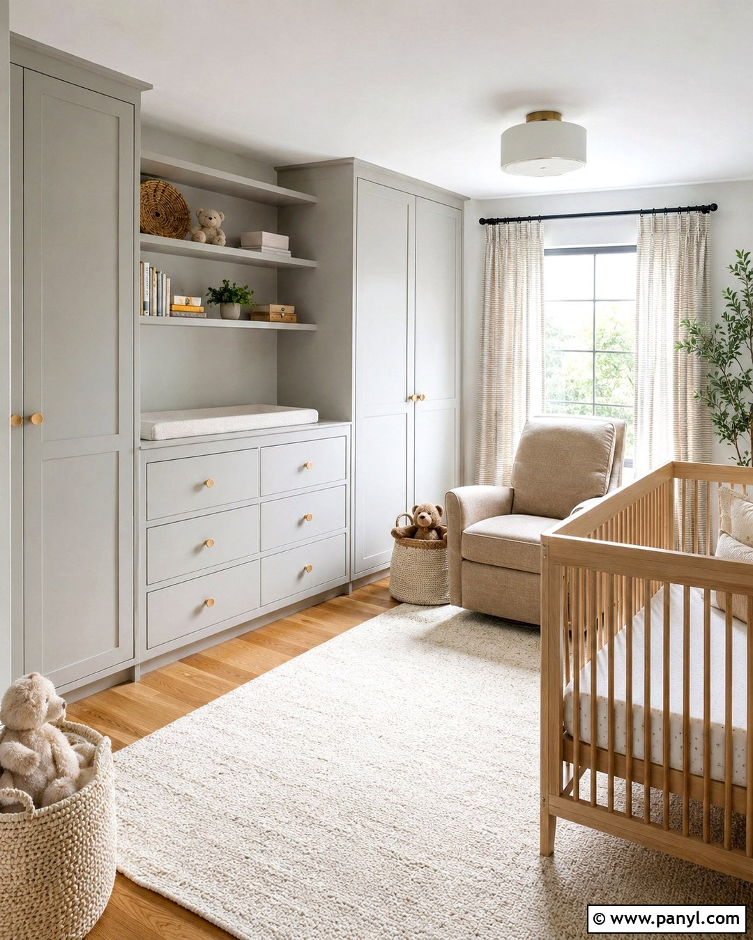 Pale Gray Nursery Built Ins - 20 White Walls Painted Built Ins
