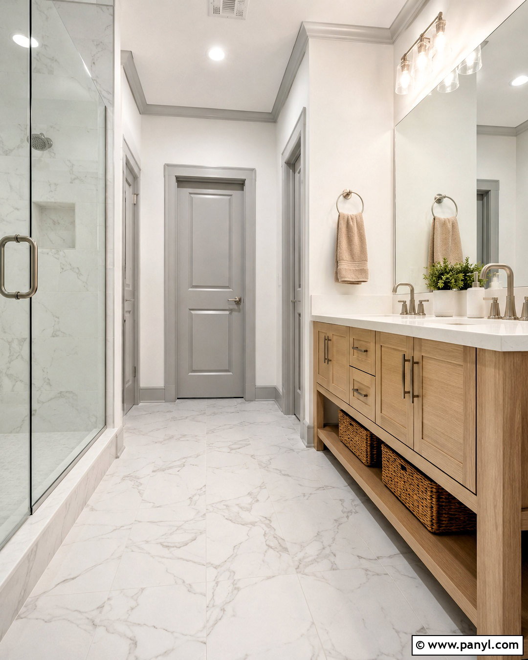 Pale Gray Painted Skirting With White Walls - 20 White Walls Painted Skirting Ideas