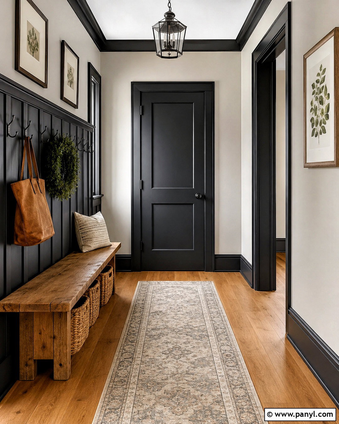Pale Gray Walls With Black Board And Batten - 40 light walls darker trim ideas