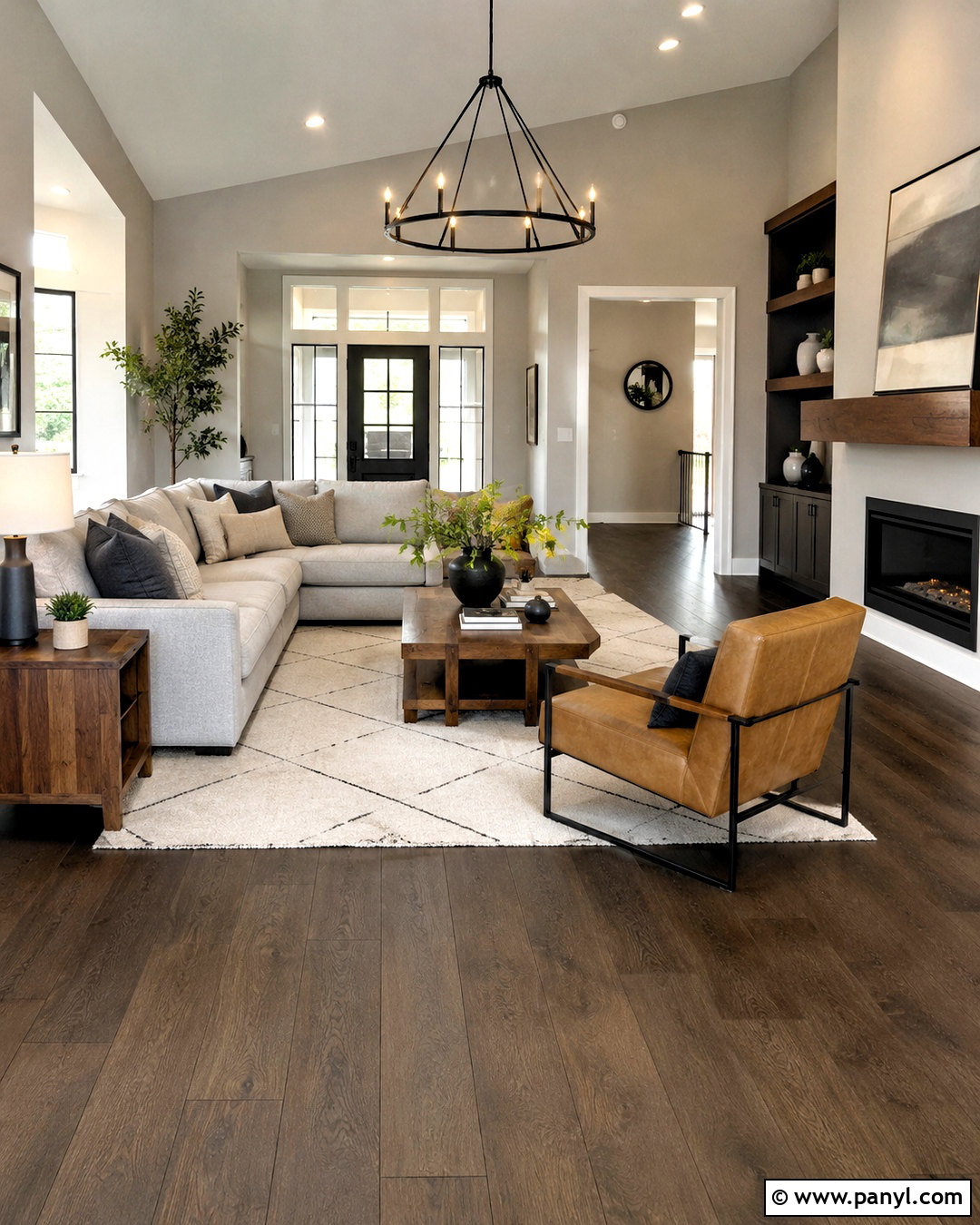 Pale Gray Walls With Espresso Floors - 20 Wood Floor Wall Color Ideas