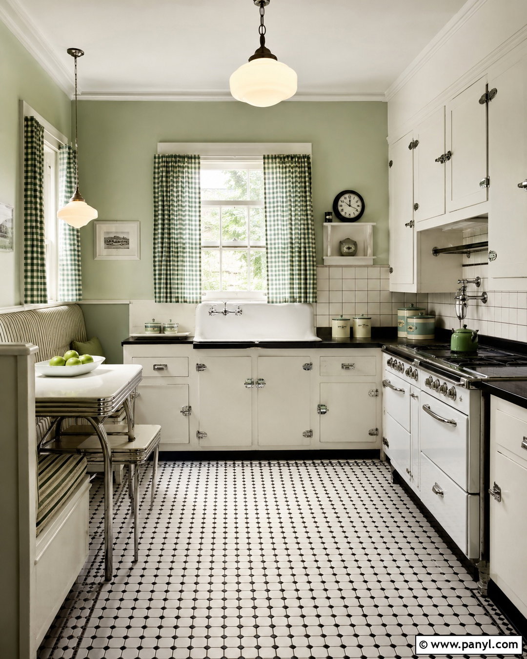Pale Green 1930s Kitchen - 20 Vintage Kitchen With Green Walls