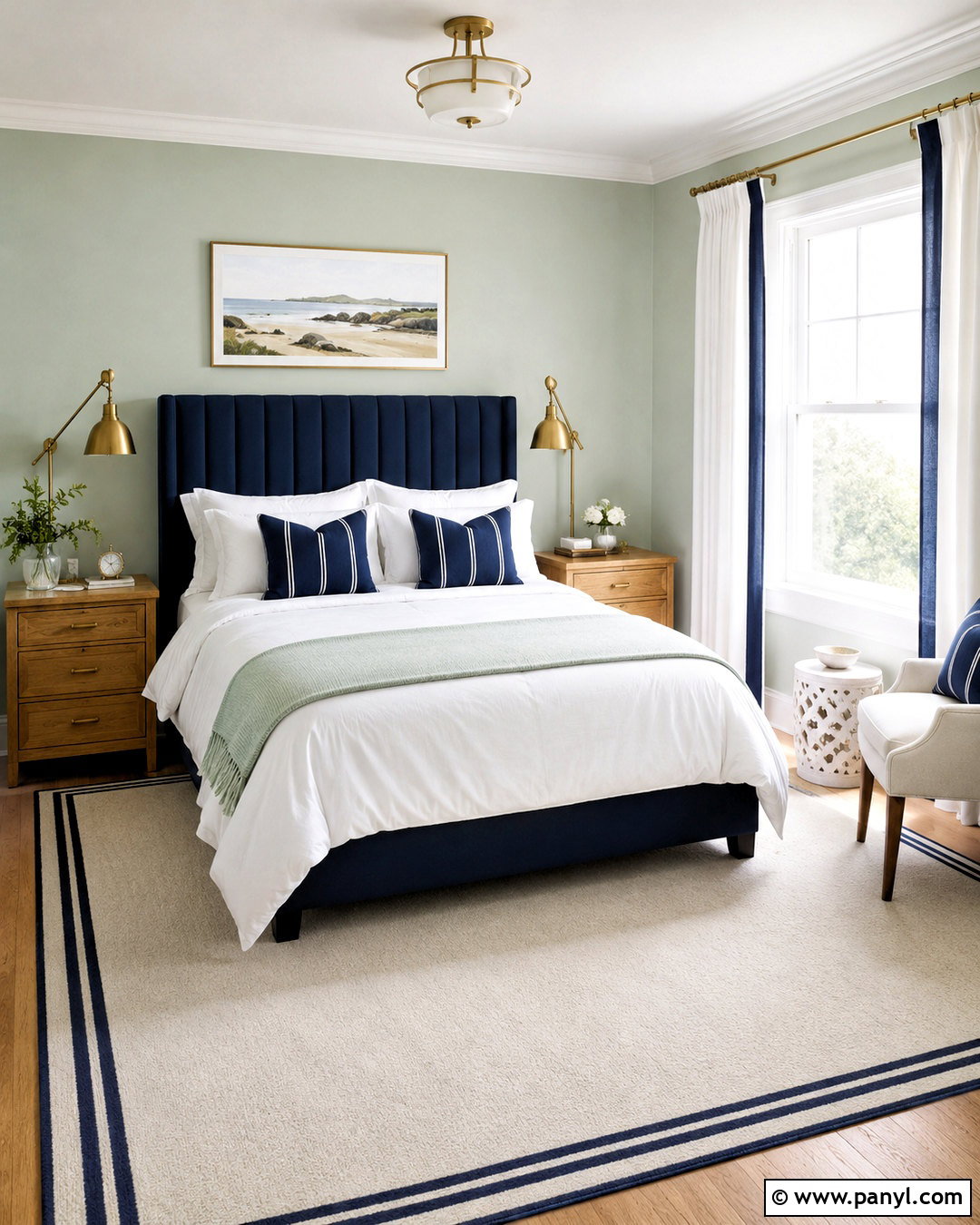 Pale Green And Navy Bedroom - 20 pale green bedroom ideas