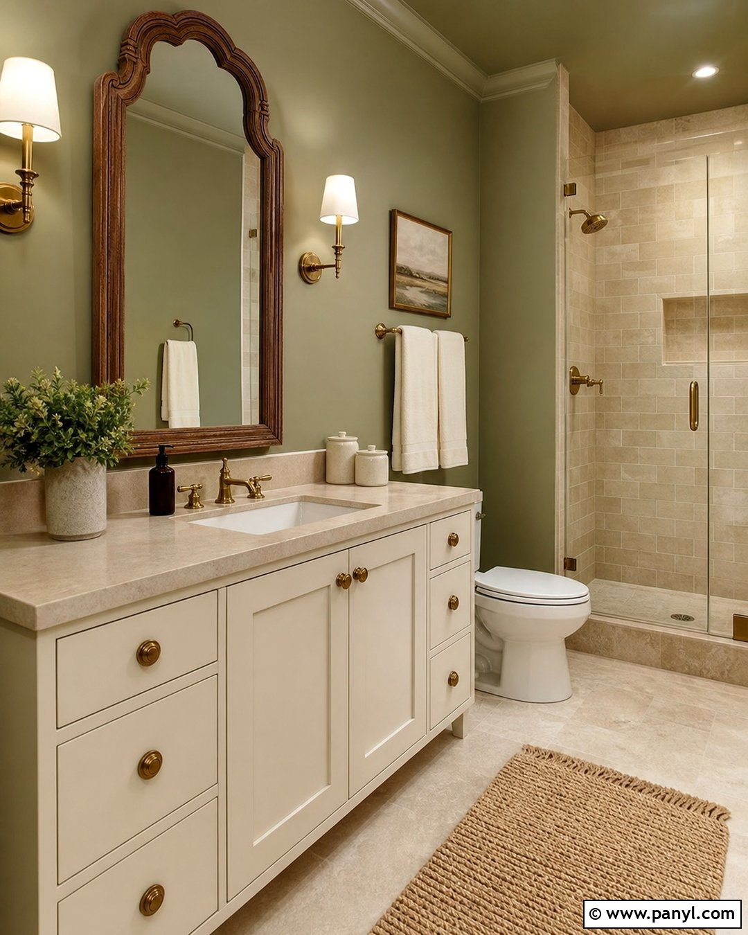 Pale Green Bathroom With Beige Tile - 20 Pale Green Bathroom Paint Ideas