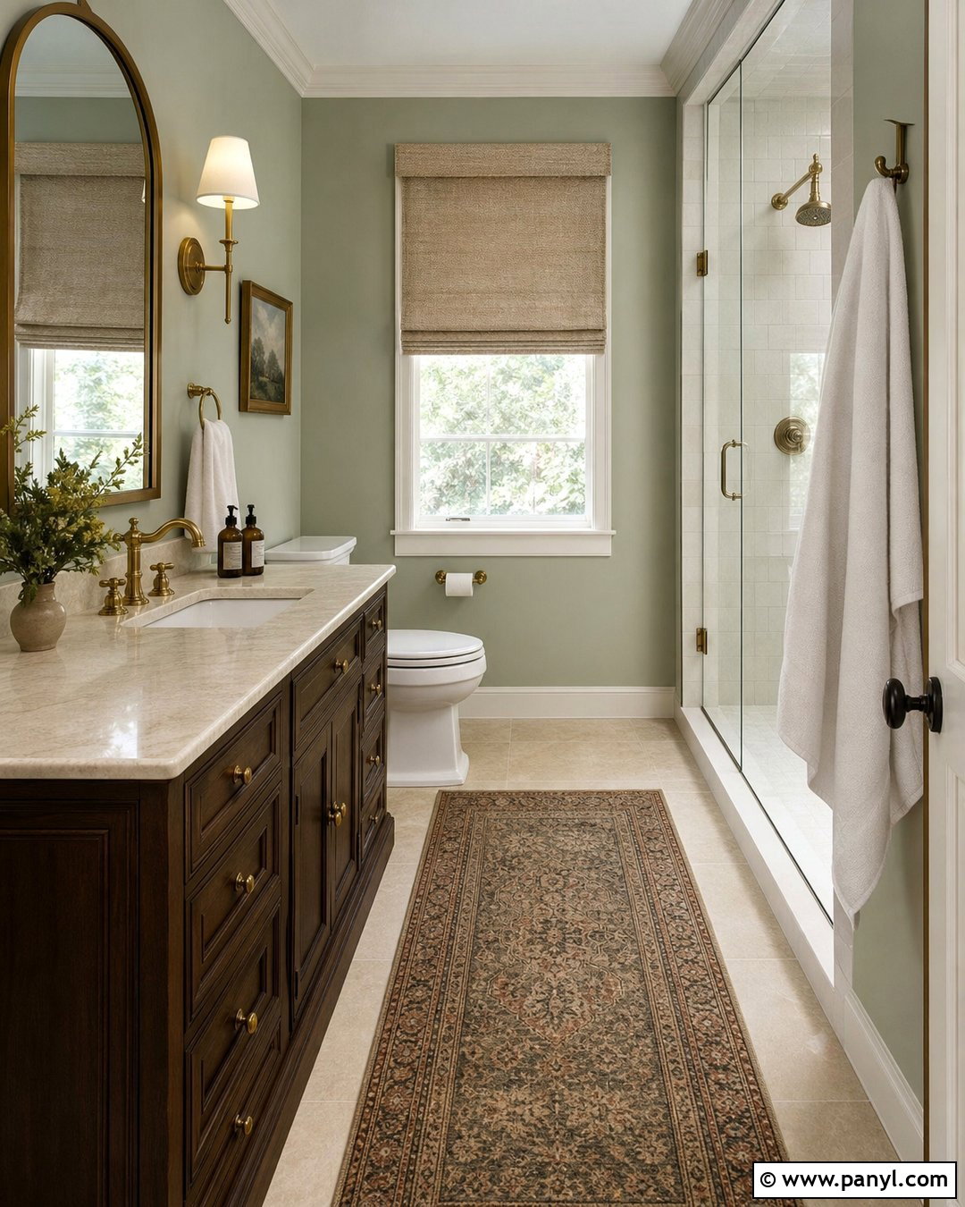 Pale Green Bathroom With Dark Wood - 20 Pale Green Bathroom Paint Ideas