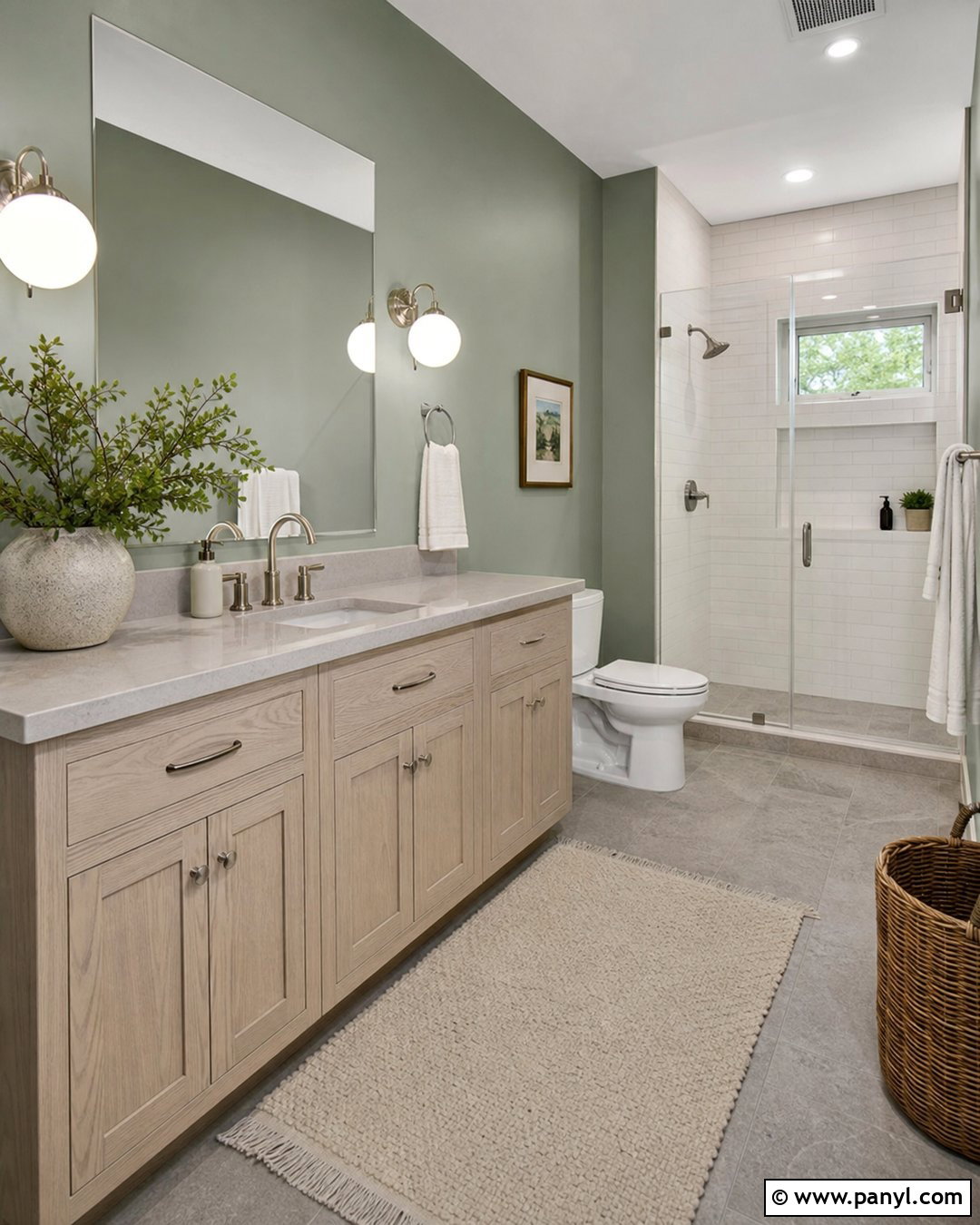 Pale Green Bathroom With Gray Floor - 20 Pale Green Bathroom Paint Ideas