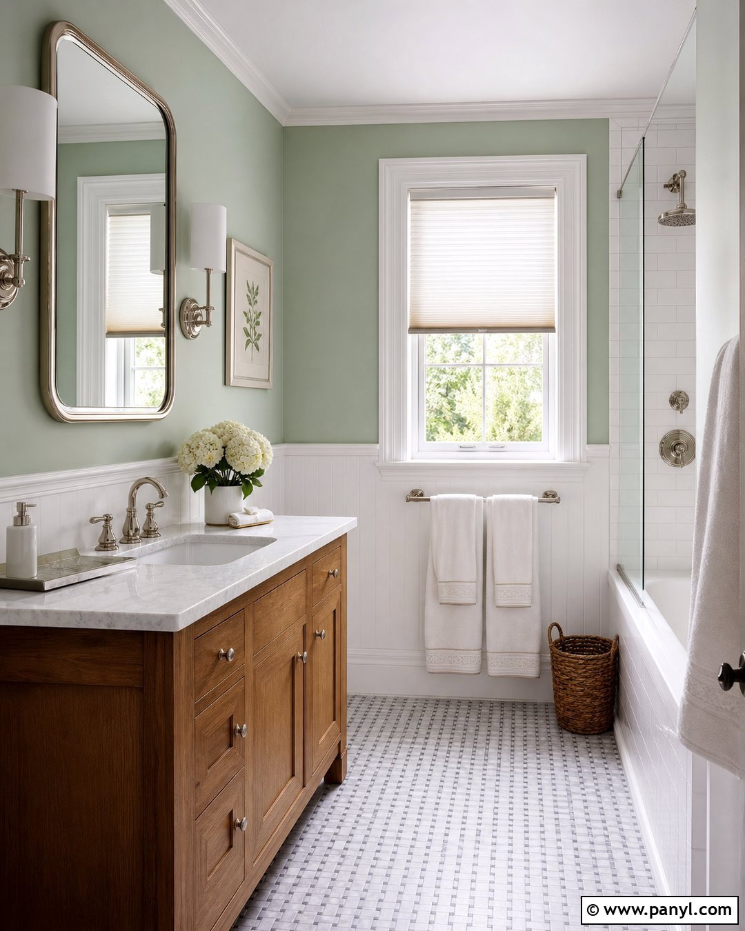 Pale Green Bathroom With Wainscoting - 20 Pale Green Bathroom Paint Ideas