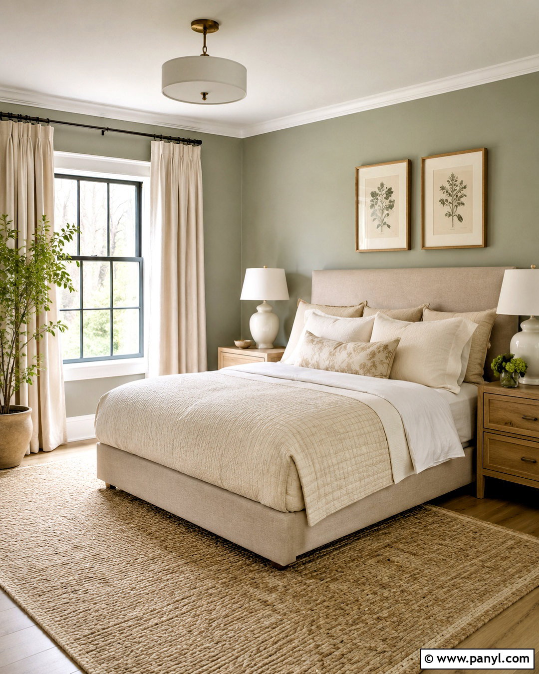 Pale Green Bedroom With Cream Bedding - 20 pale green bedroom ideas