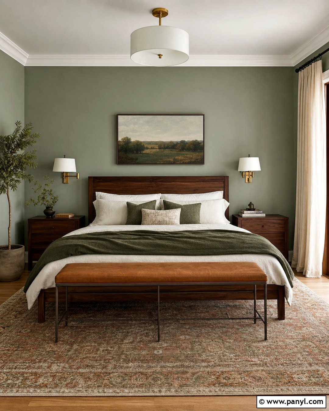 Pale Green Bedroom With Walnut Furniture - 30 pale green walls