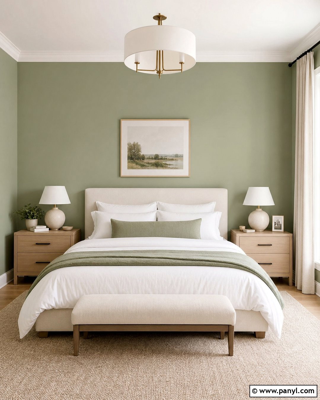 Pale Green Bedroom With White Bedding - 30 pale green walls