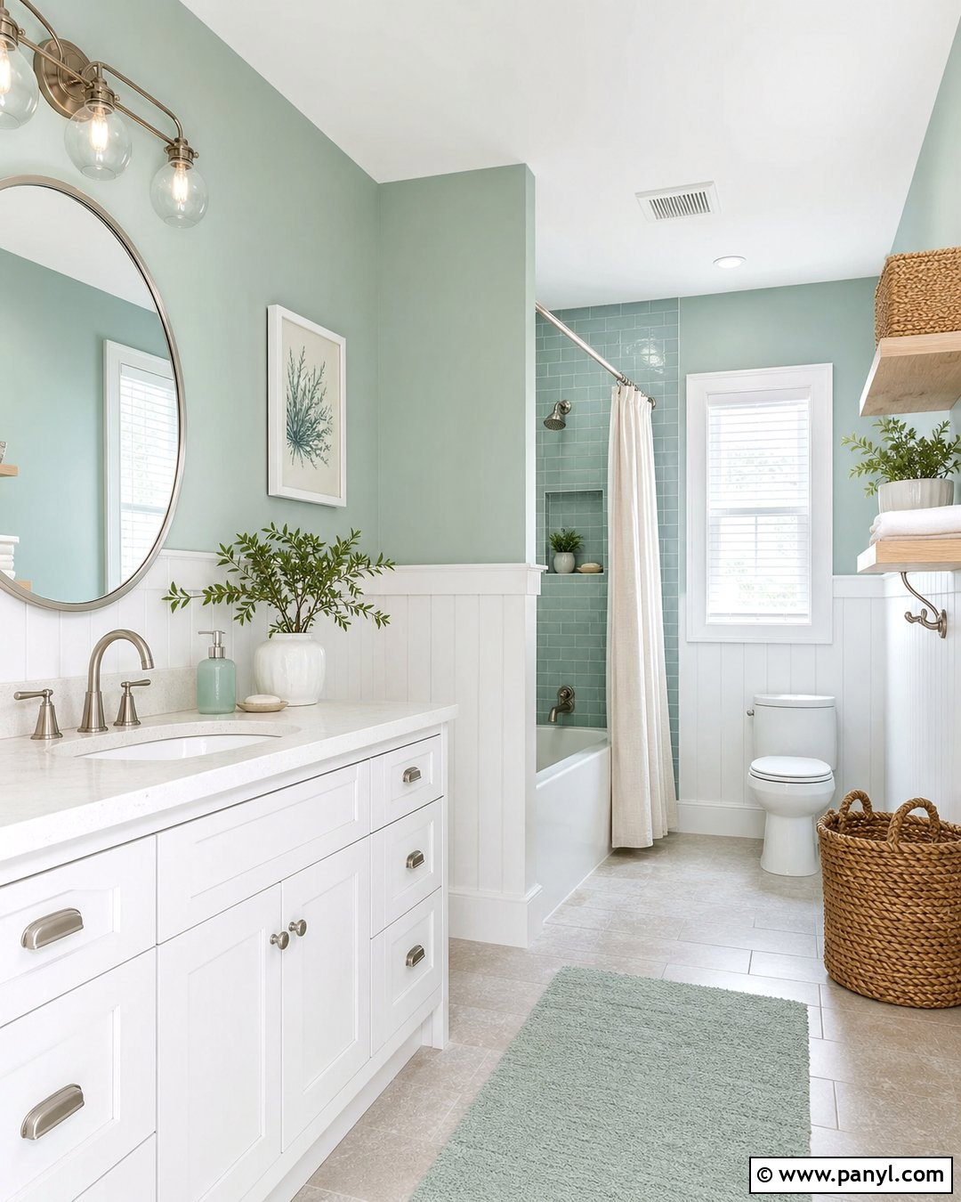 Pale Green Coastal Bathroom - 20 Pale Green Bathroom Paint Ideas